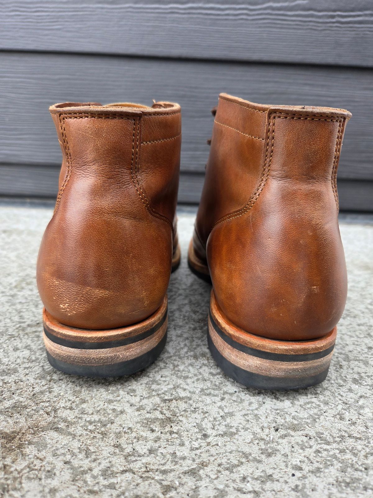 Photo by Syzygy on March 4, 2026 of the Viberg Service Boot in Maryam Moss Horsebutt.