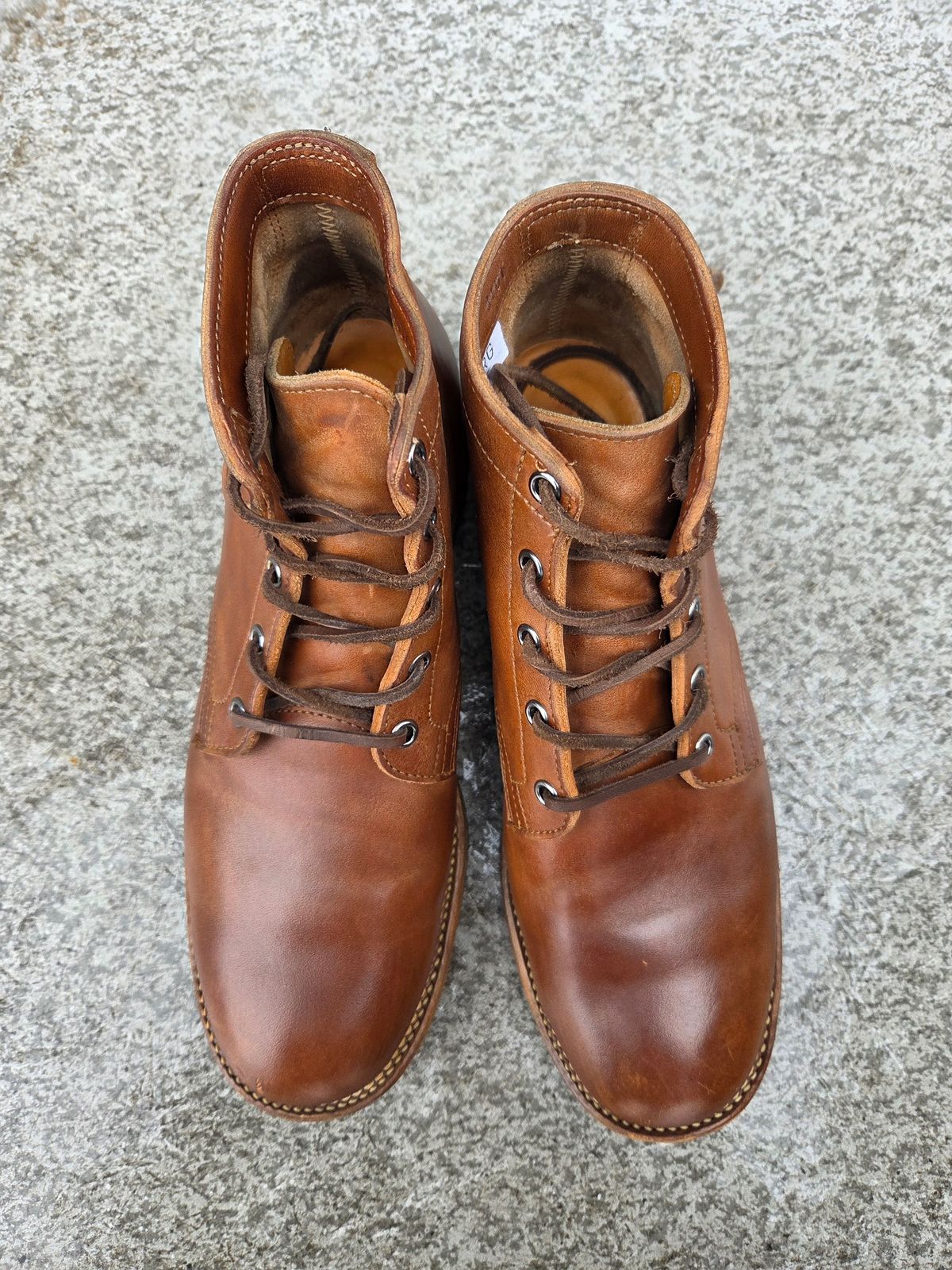 Photo by Syzygy on March 4, 2026 of the Viberg Service Boot in Maryam Moss Horsebutt.