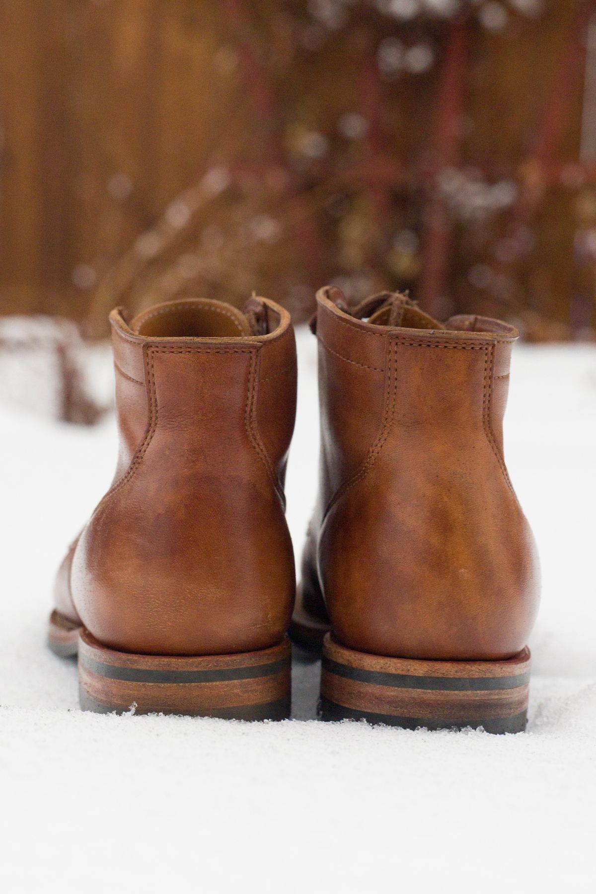 Photo by Syzygy on April 6, 2026 of the Viberg Service Boot in Maryam Moss Horsebutt.