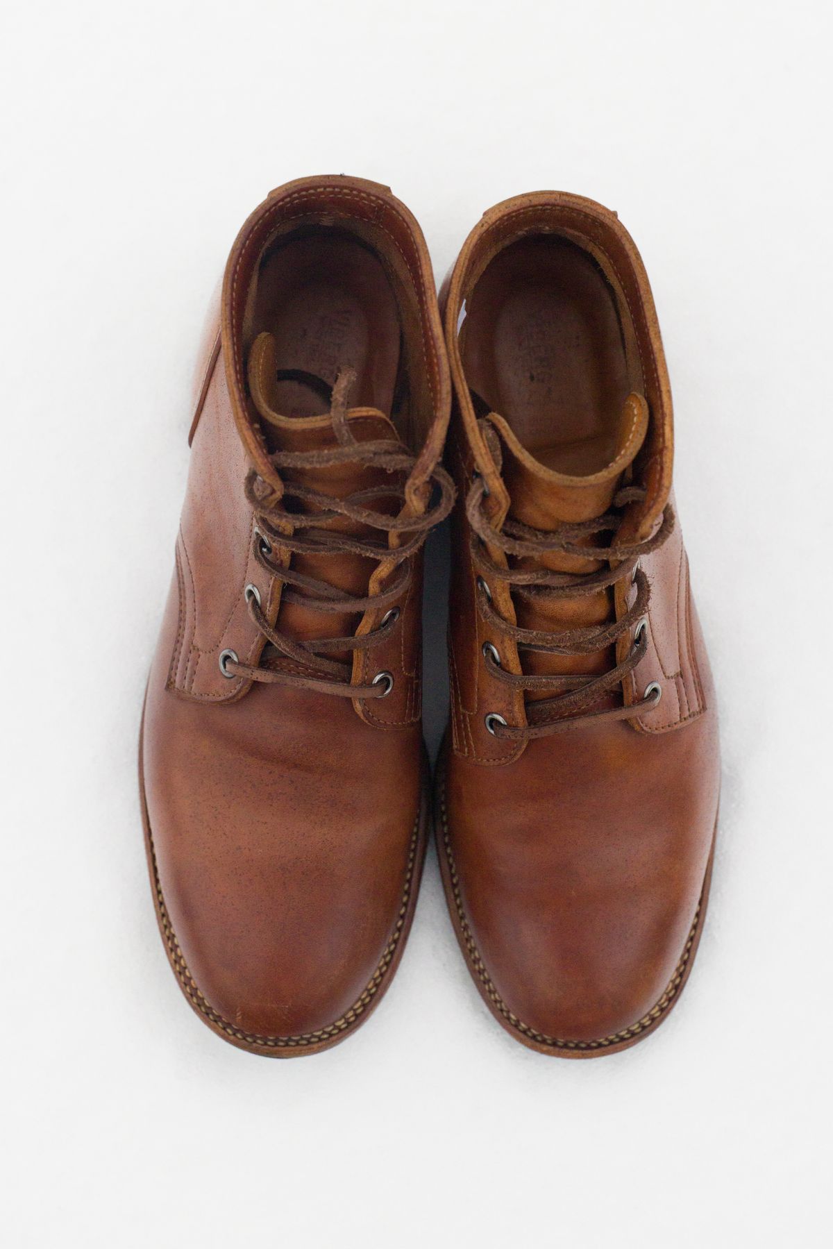 Photo by Syzygy on April 6, 2026 of the Viberg Service Boot in Maryam Moss Horsebutt.