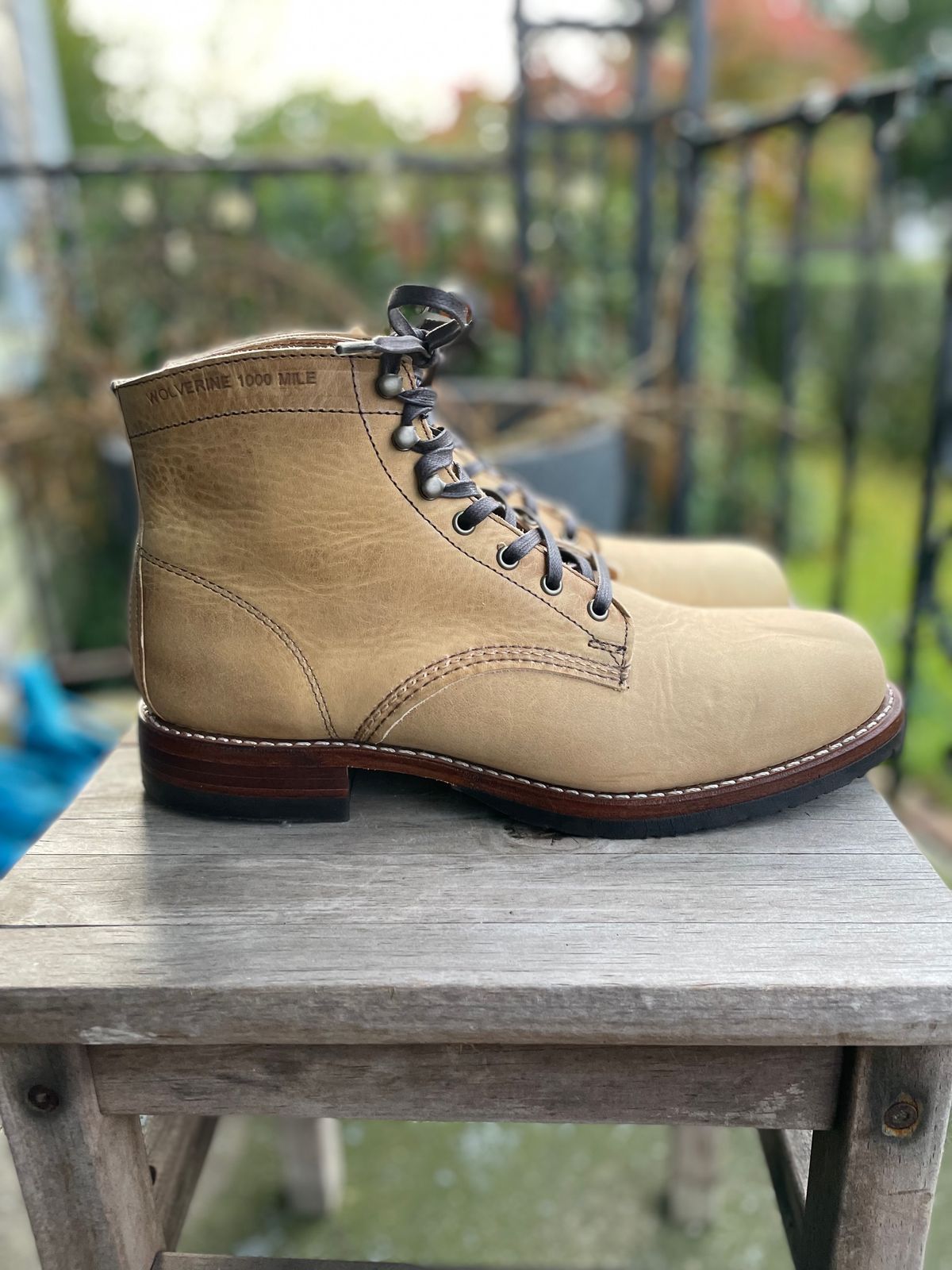 Photo by Bob_Loblaw on October 5, 2022 of the Wolverine 1000 Mile Plain-Toe Boot in Horween Olive Tanned.
