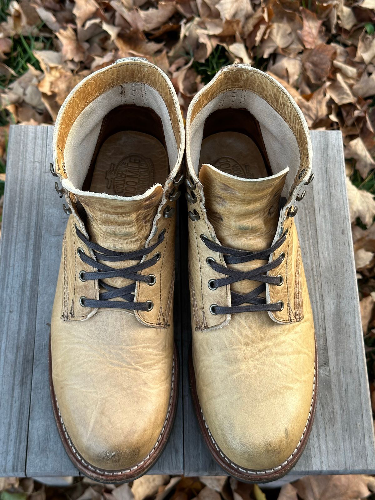 Photo by Bob_Loblaw on November 4, 2022 of the Wolverine 1000 Mile Plain-Toe Boot in Horween Olive Tanned.