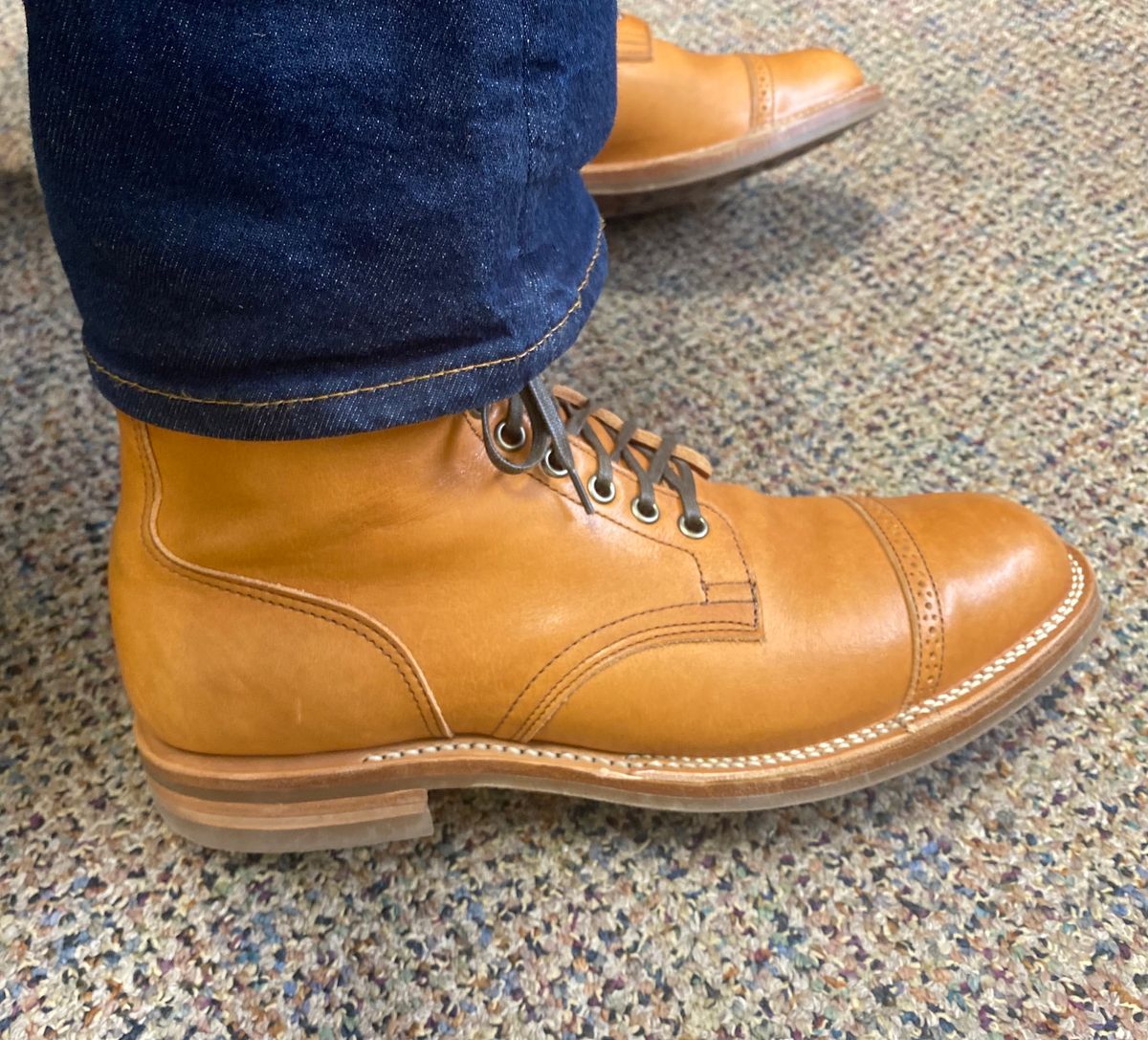 Photo by KieJones on April 14, 2022 of the Viberg Service Boot in Tochigi Natural Cowhide.