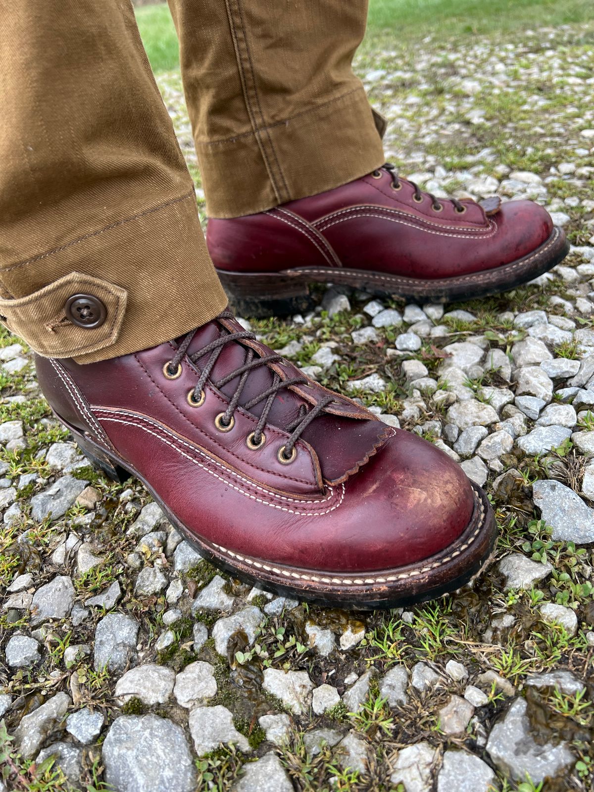 Photo by blackandbrownblues on April 5, 2024 of the John Lofgren Donkey Puncher Boots in Horween Color 8 Chromexcel.