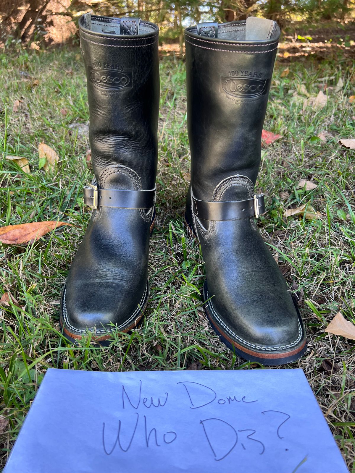 Photo by blackandbrownblues on October 1, 2025 of the Wesco Mister Lou in Maryam Petrolio Waxed Black Horsehide.