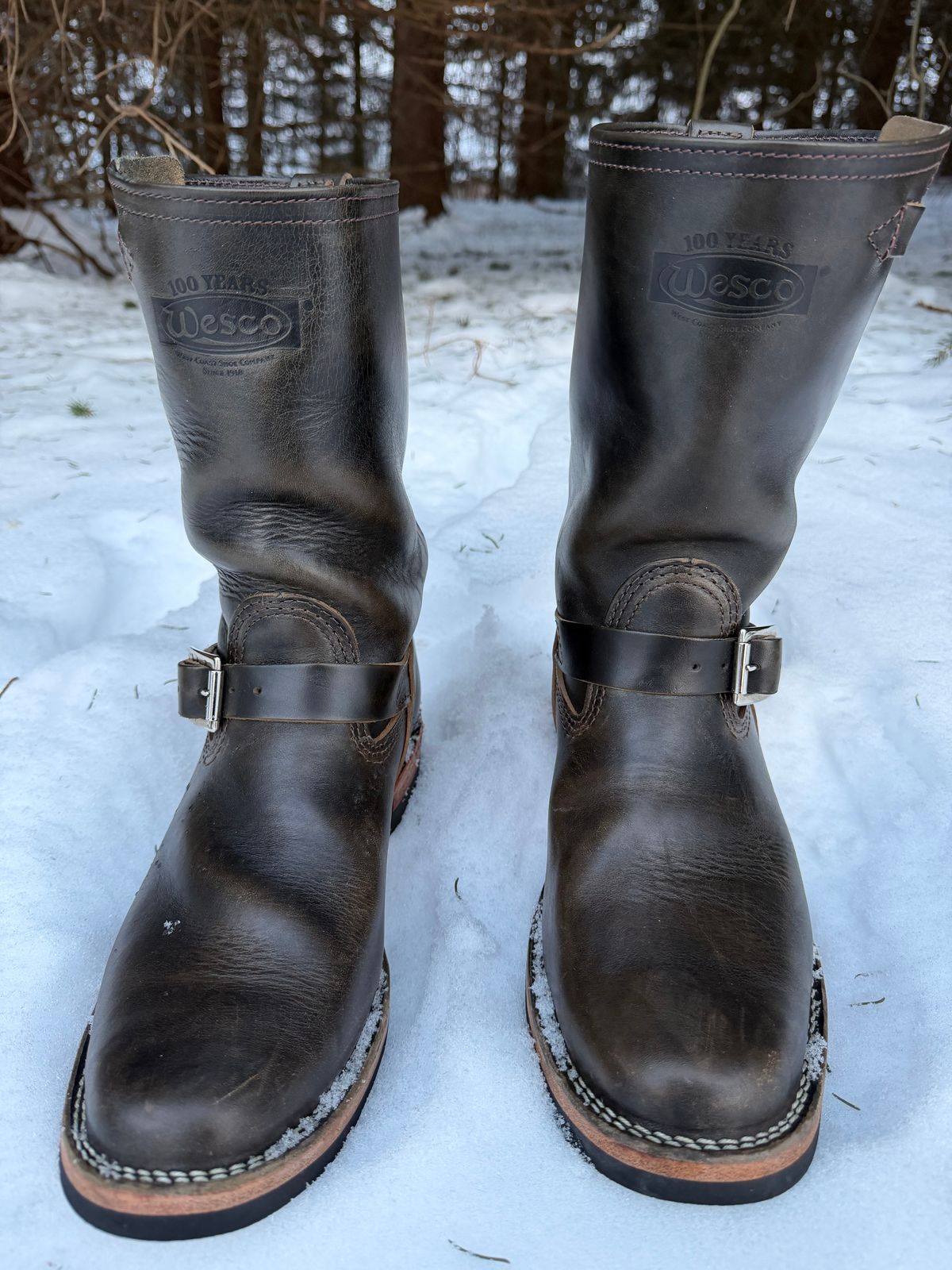 Photo by blackandbrownblues on February 5, 2026 of the Wesco Mister Lou in Maryam Petrolio Waxed Black Horsehide.