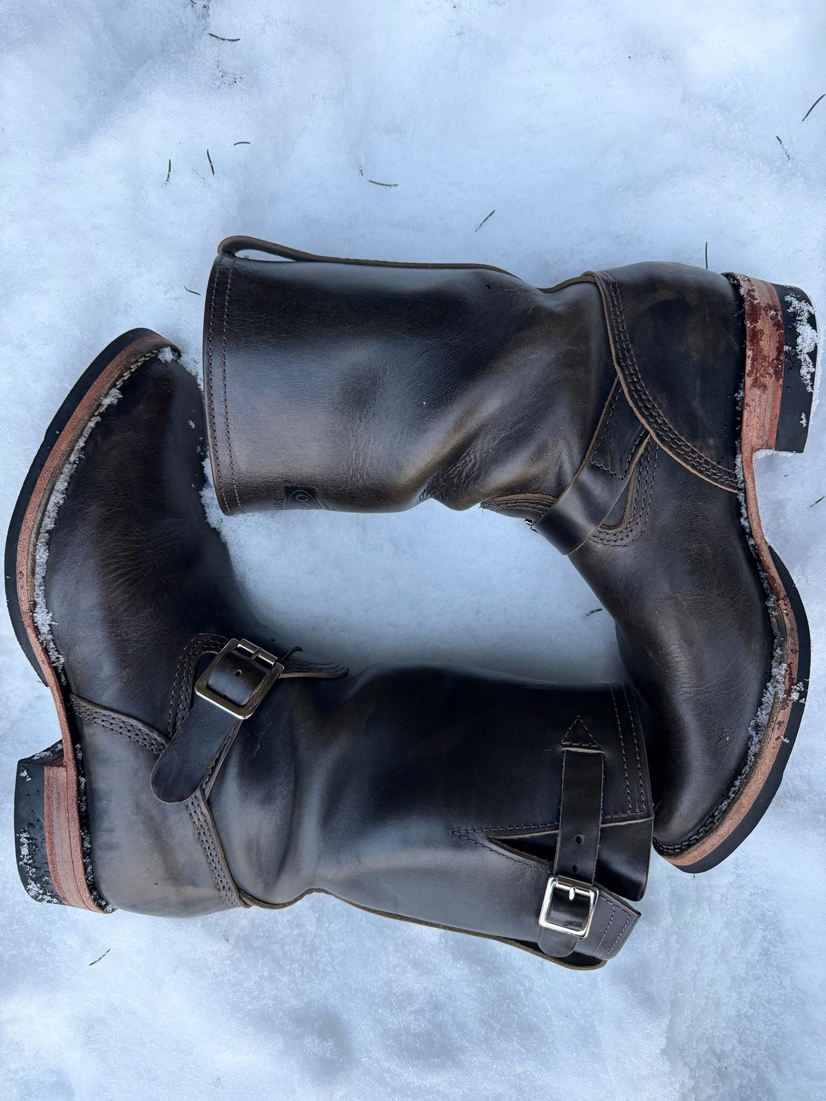 Photo by blackandbrownblues on February 5, 2026 of the Wesco Mister Lou in Maryam Petrolio Waxed Black Horsehide.