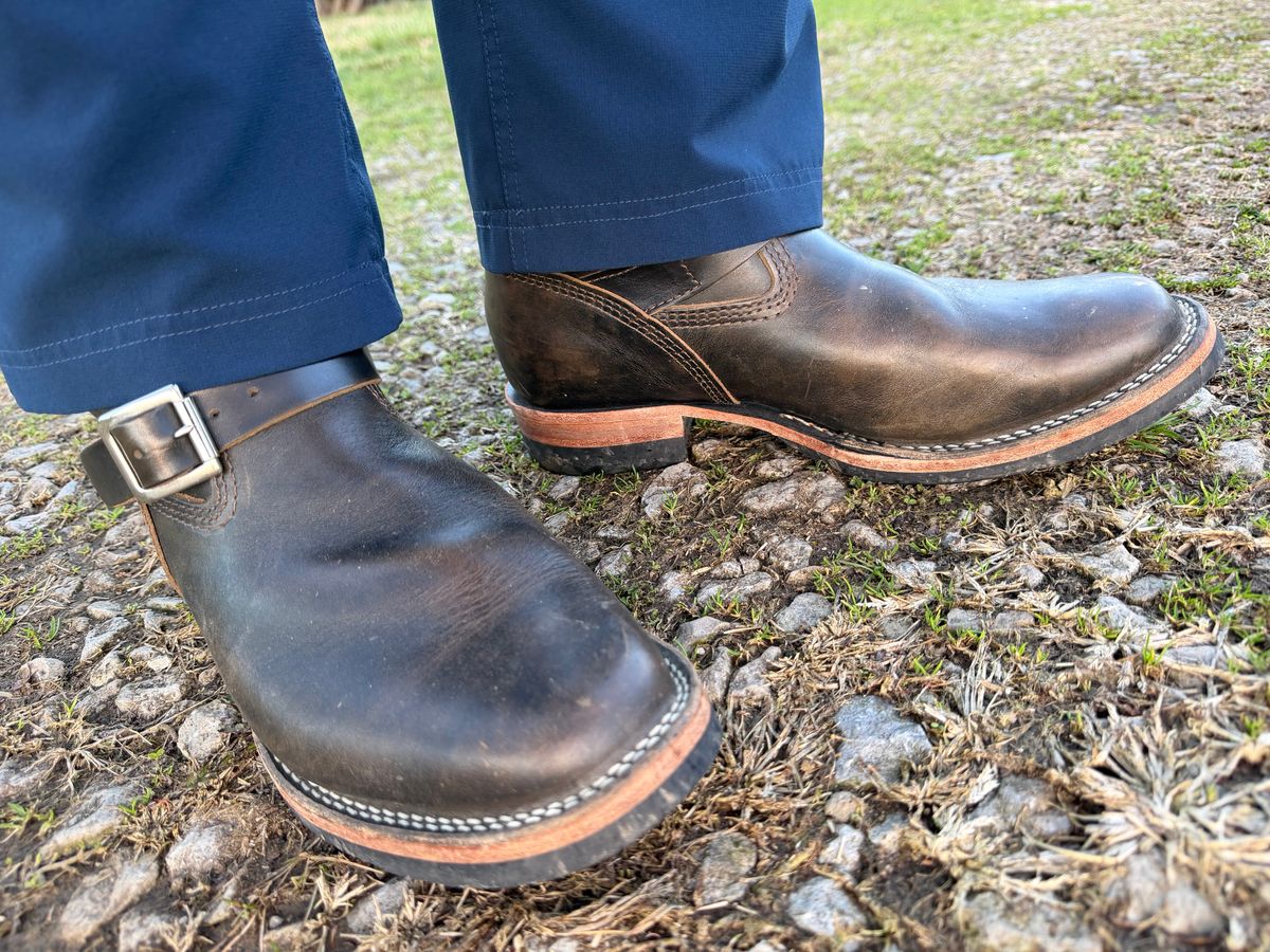 Photo by blackandbrownblues on March 10, 2026 of the Wesco Mister Lou in Maryam Petrolio Waxed Black Horsehide.