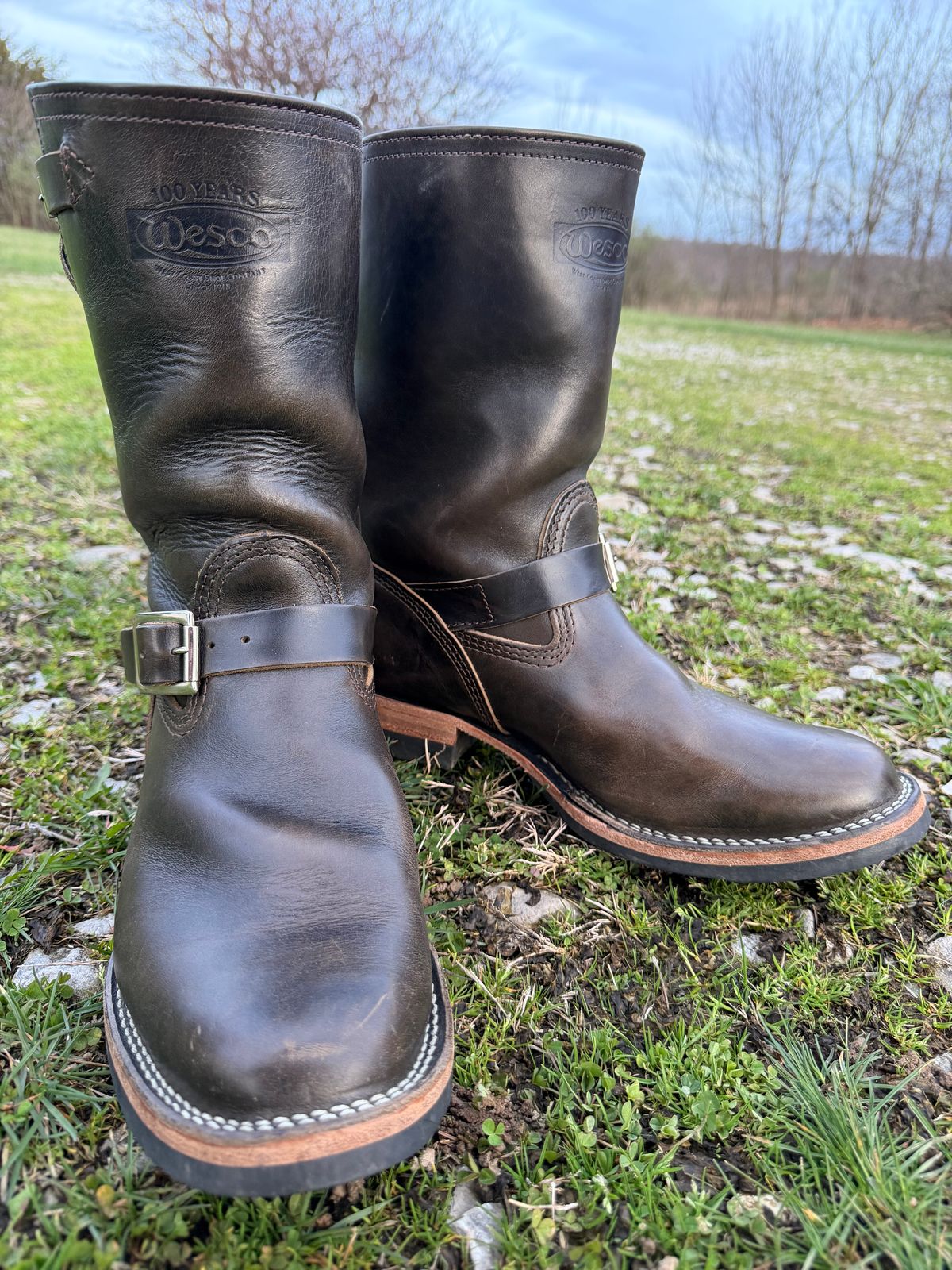 Photo by blackandbrownblues on April 2, 2026 of the Wesco Mister Lou in Maryam Petrolio Waxed Black Horsehide.