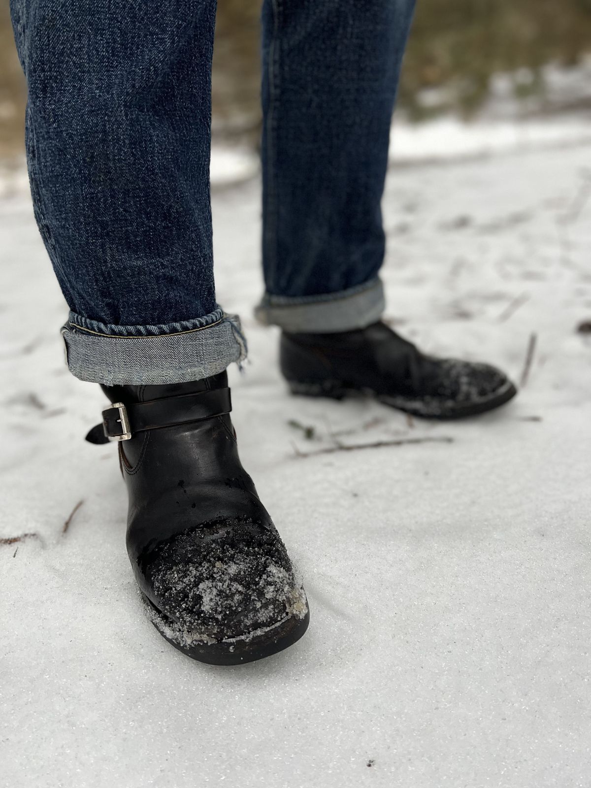 Photo by blackandbrownblues on February 4, 2022 of the Attractions BILTBUCK Engineer Boots in Black Italian Horsebutt.