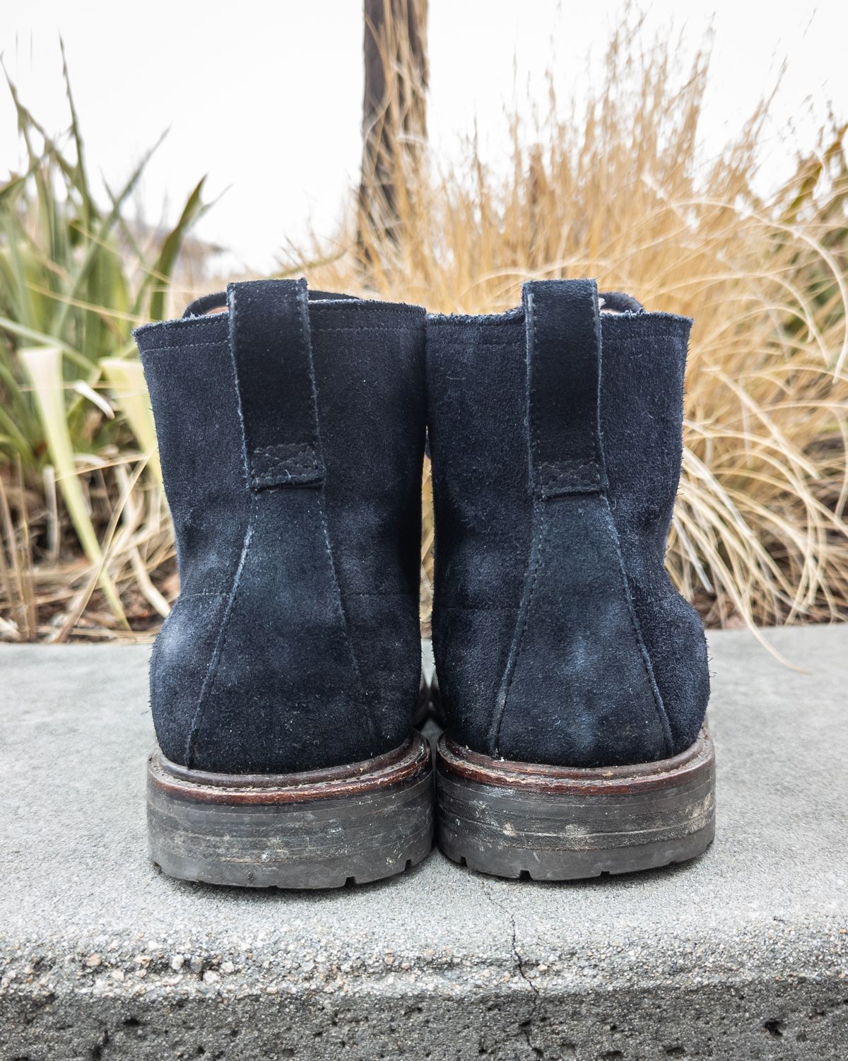 Photo by StarWarrior on March 5, 2023 of the J.Crew Kenton Pacer Boots in C.F. Stead Navy Blue Janus Calf Suede.