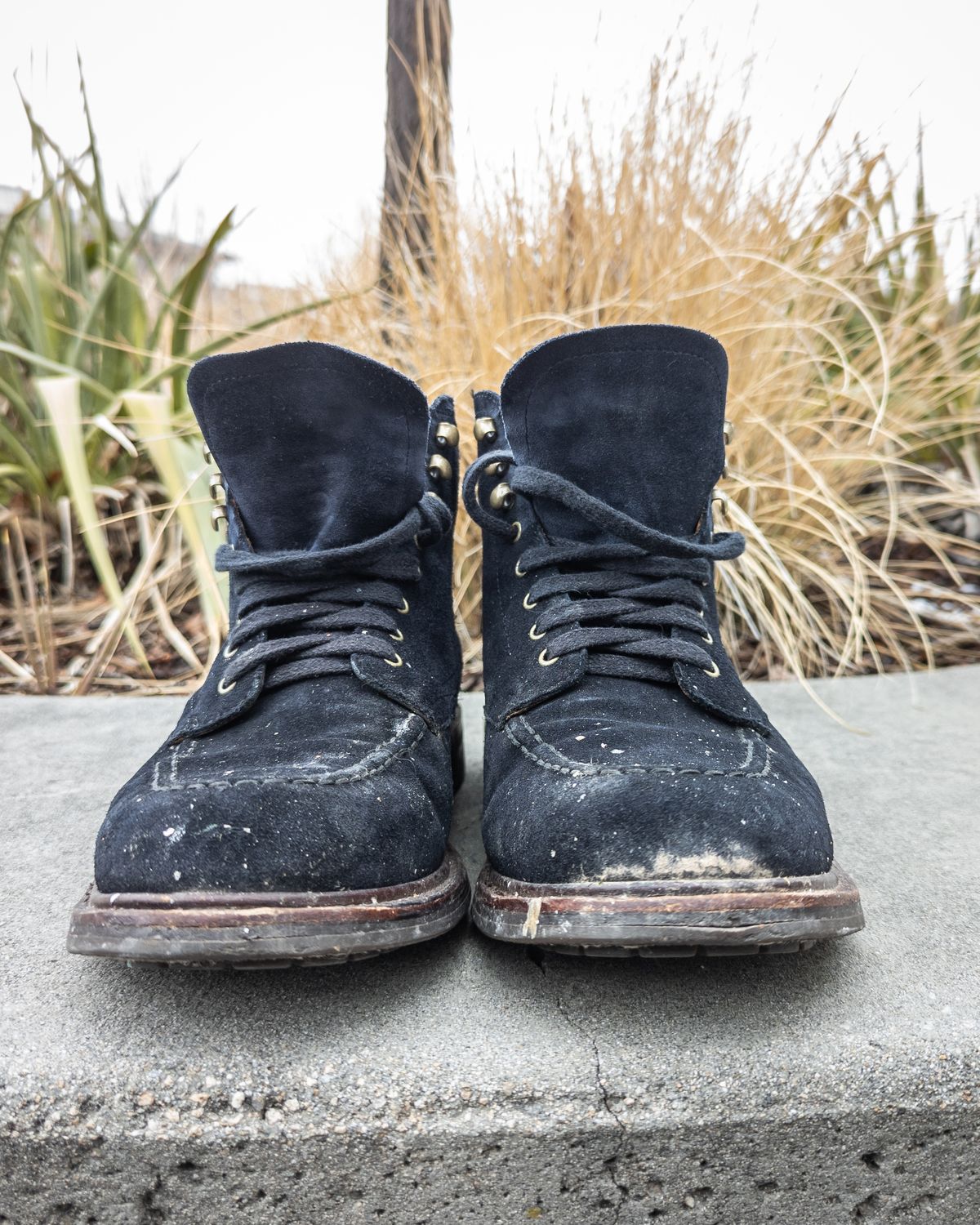 Photo by StarWarrior on March 5, 2023 of the J.Crew Kenton Pacer Boots in C.F. Stead Navy Blue Janus Calf Suede.