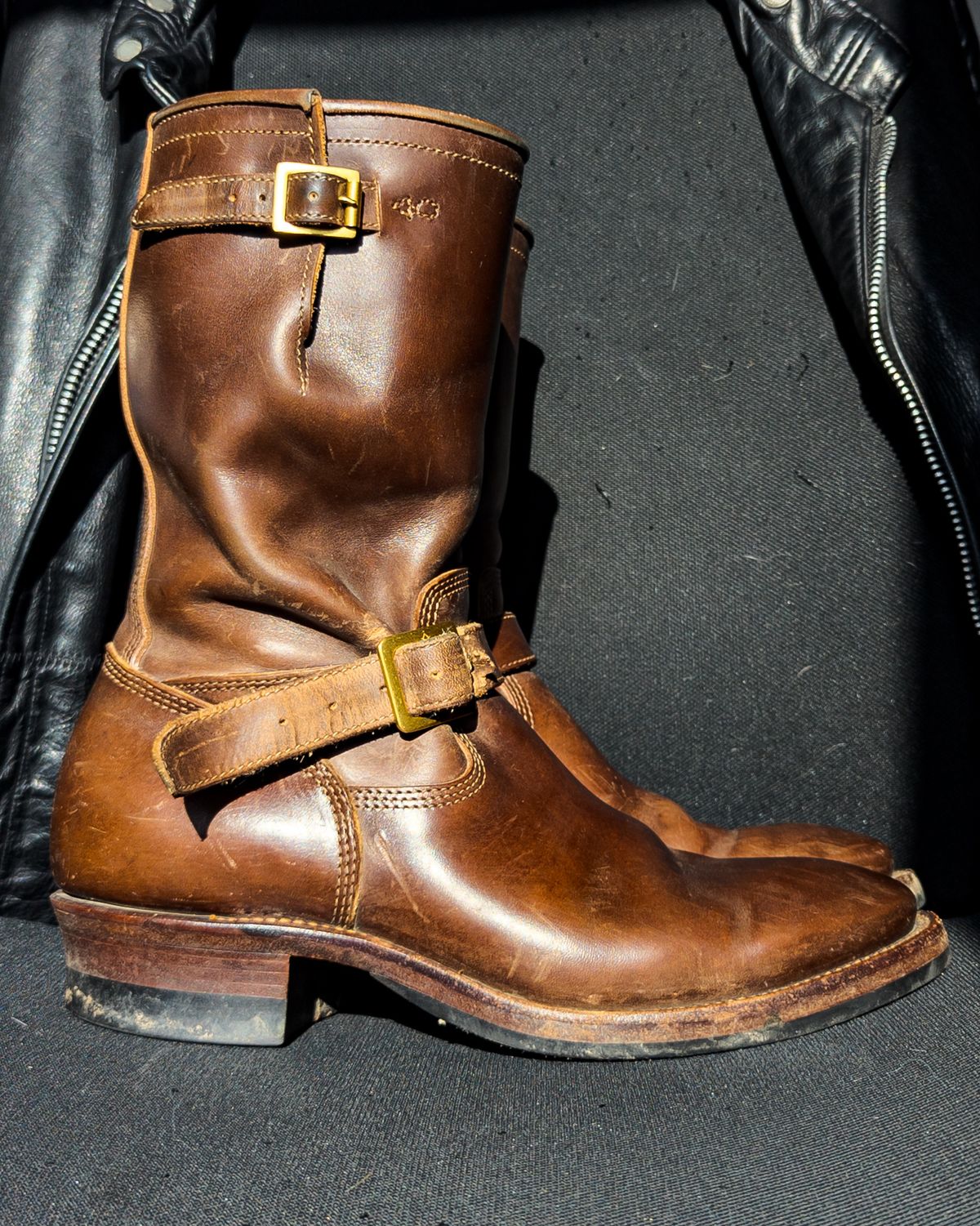 Photo by Frugal.Sole on February 5, 2026 of the Quan Shoemaker Engineer in Maryam Brown Horsebutt.