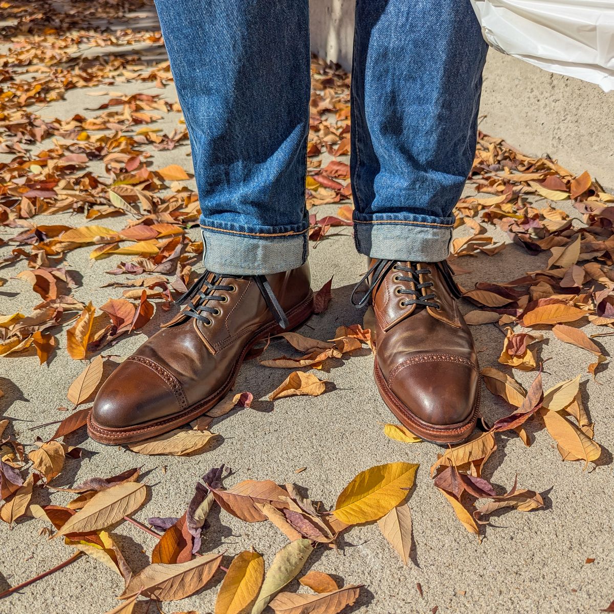 Photo by StarWarrior on October 15, 2024 of the Meermin Derby Boot in Shinki Olive Shell Cordovan.