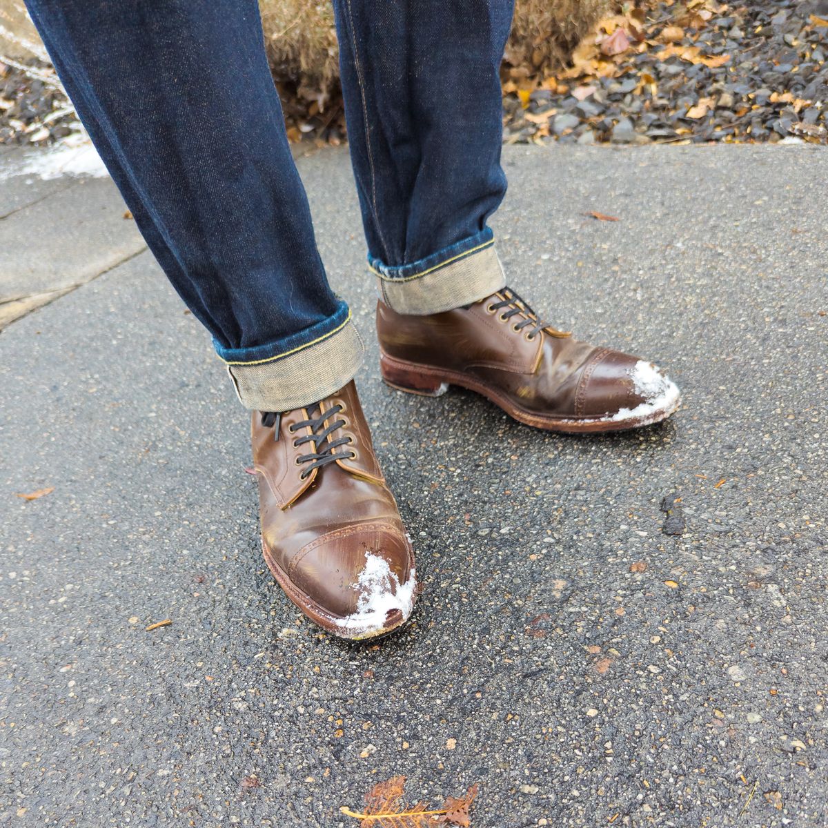 Photo by StarWarrior on December 10, 2024 of the Meermin Derby Boot in Shinki Olive Shell Cordovan.