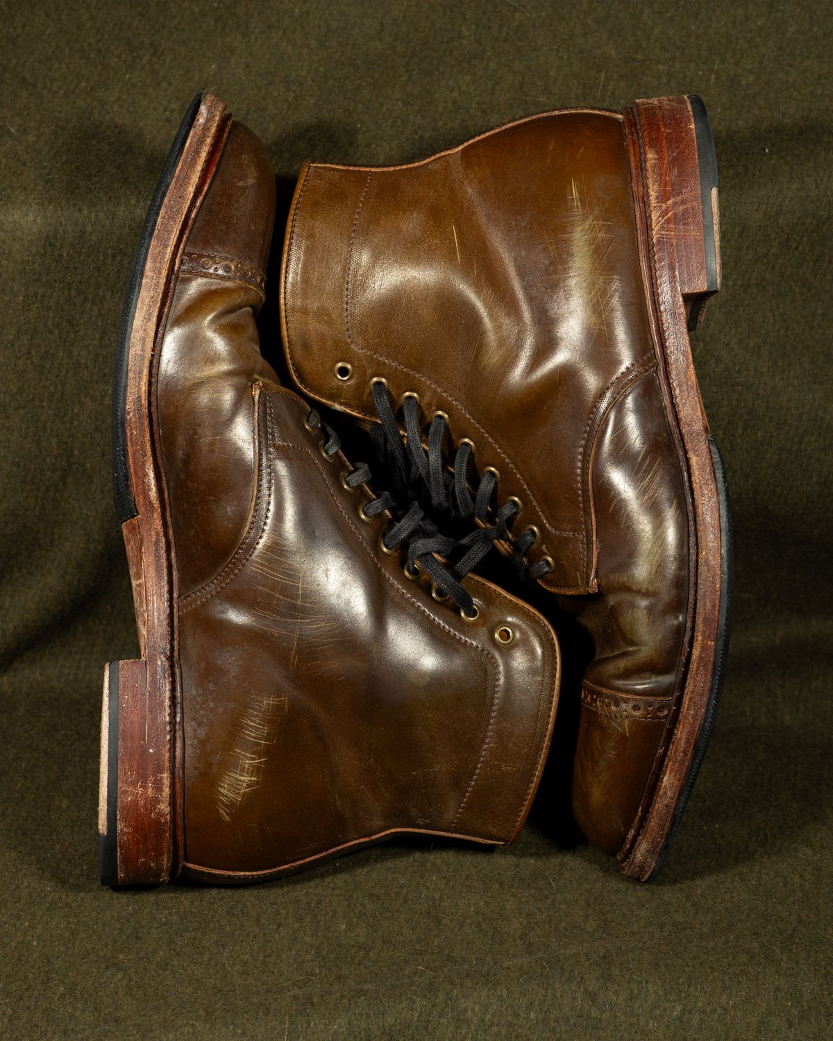 Photo by StarWarrior on February 5, 2025 of the Meermin Derby Boot in Shinki Olive Shell Cordovan.