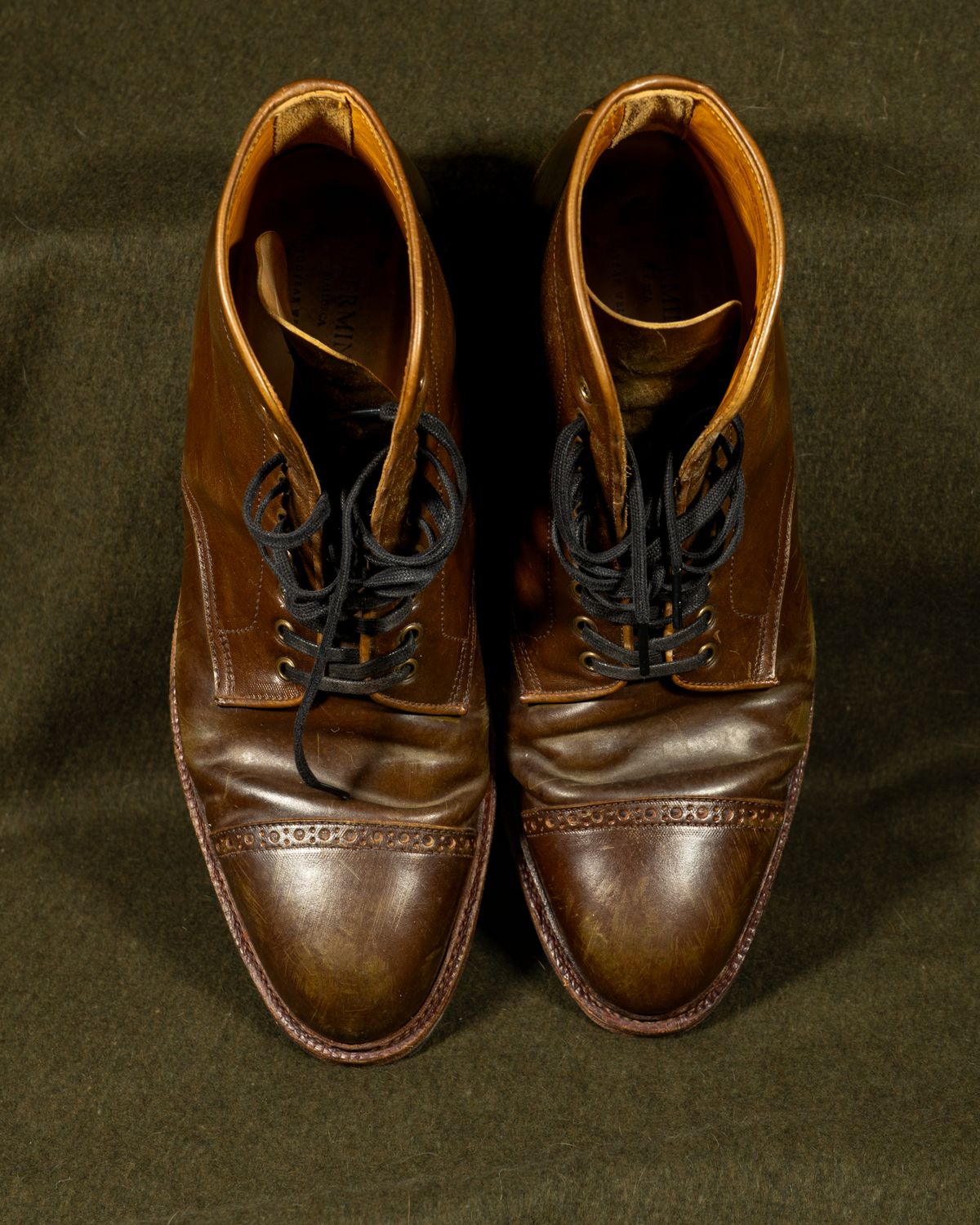 Photo by StarWarrior on February 5, 2025 of the Meermin Derby Boot in Shinki Olive Shell Cordovan.