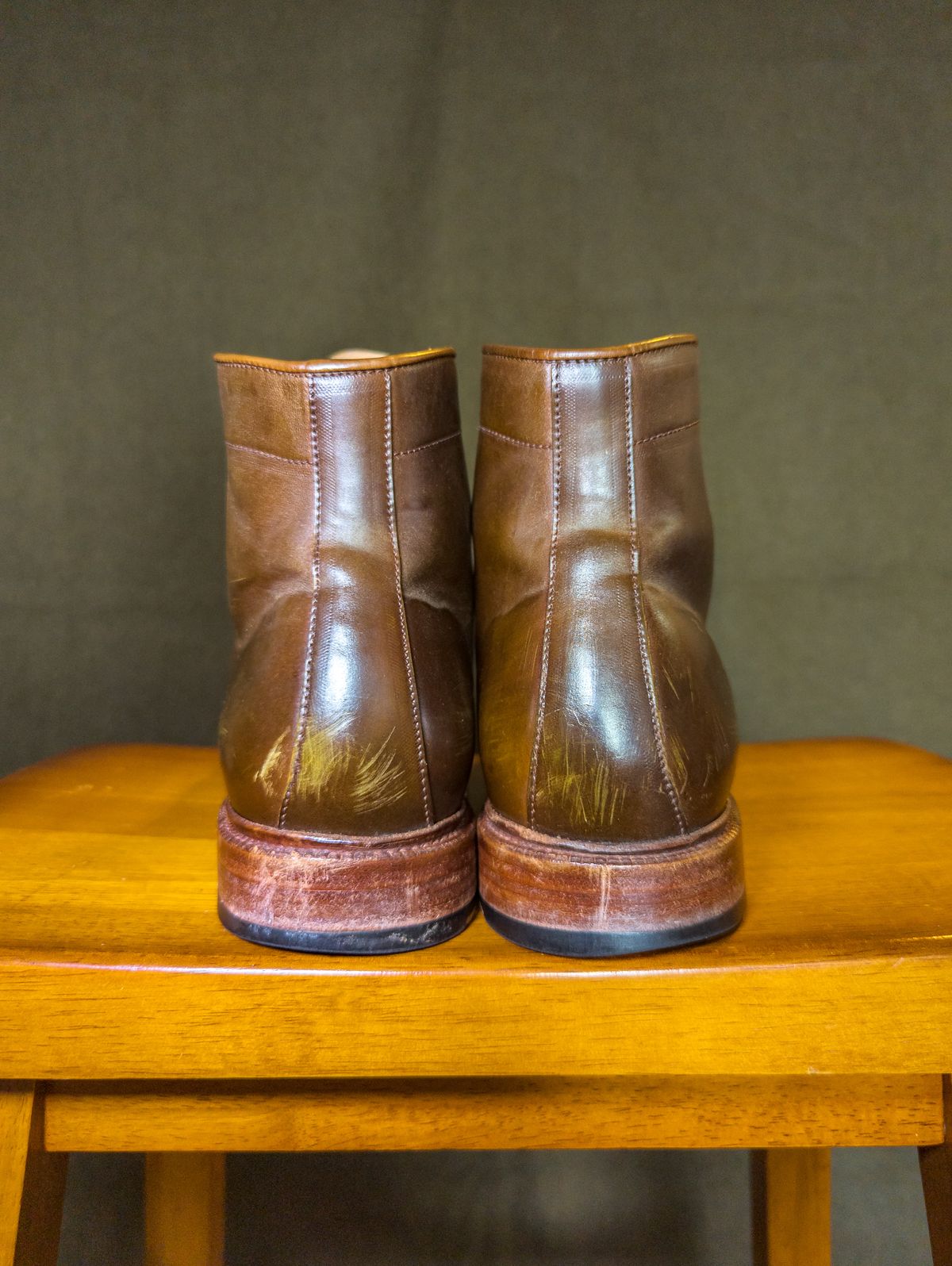 Photo by StarWarrior on March 5, 2025 of the Meermin Derby Boot in Shinki Olive Shell Cordovan.