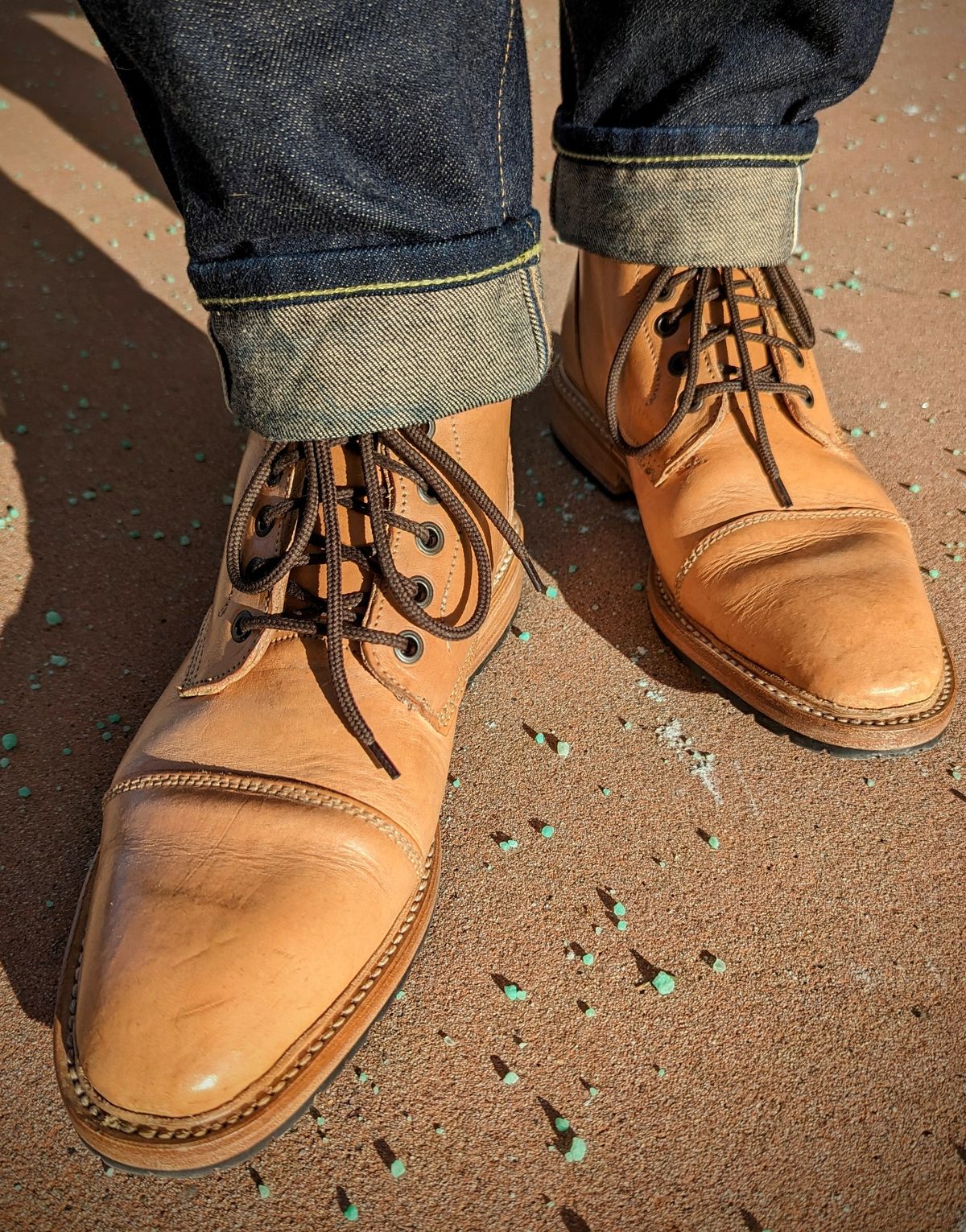 Photo by StarWarrior on February 2, 2023 of the John Doe Shoes 420 in Horween Russet Horsehide Strips.