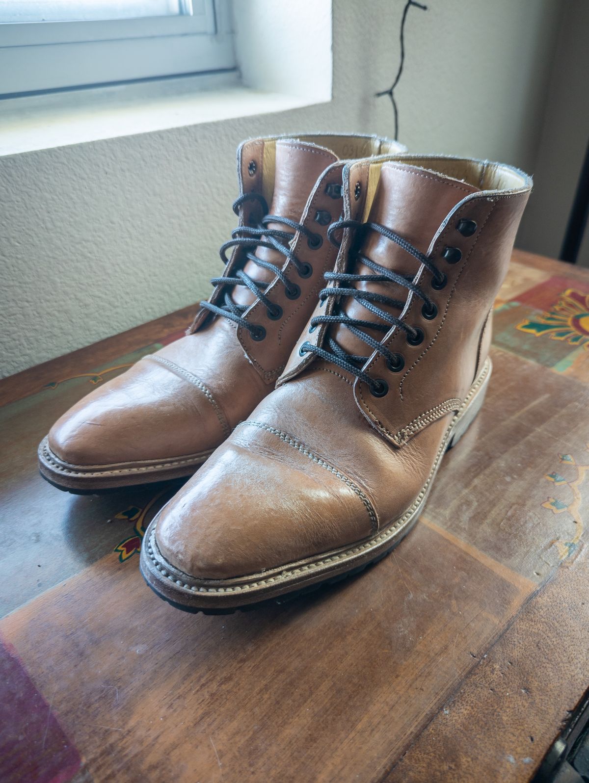 Photo by StarWarrior on April 26, 2023 of the John Doe Shoes 420 in Horween Russet Horsehide Strips.