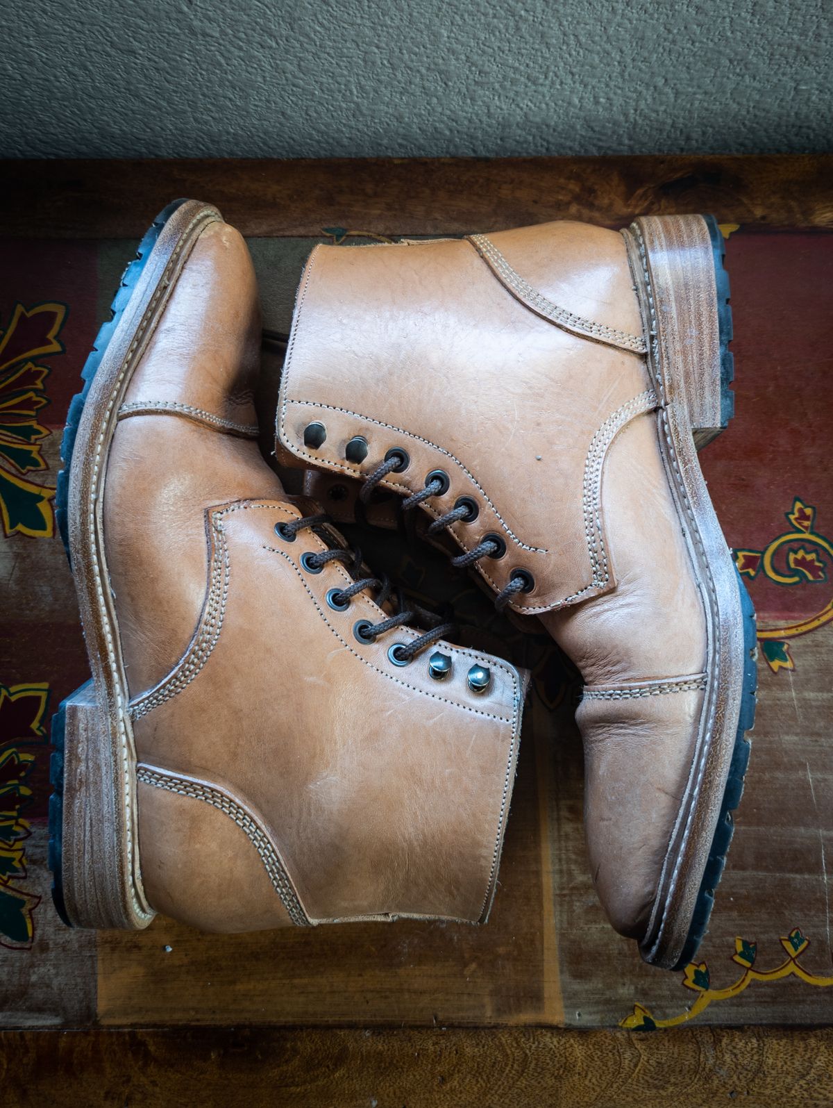 Photo by StarWarrior on April 26, 2023 of the John Doe Shoes 420 in Horween Russet Horsehide Strips.