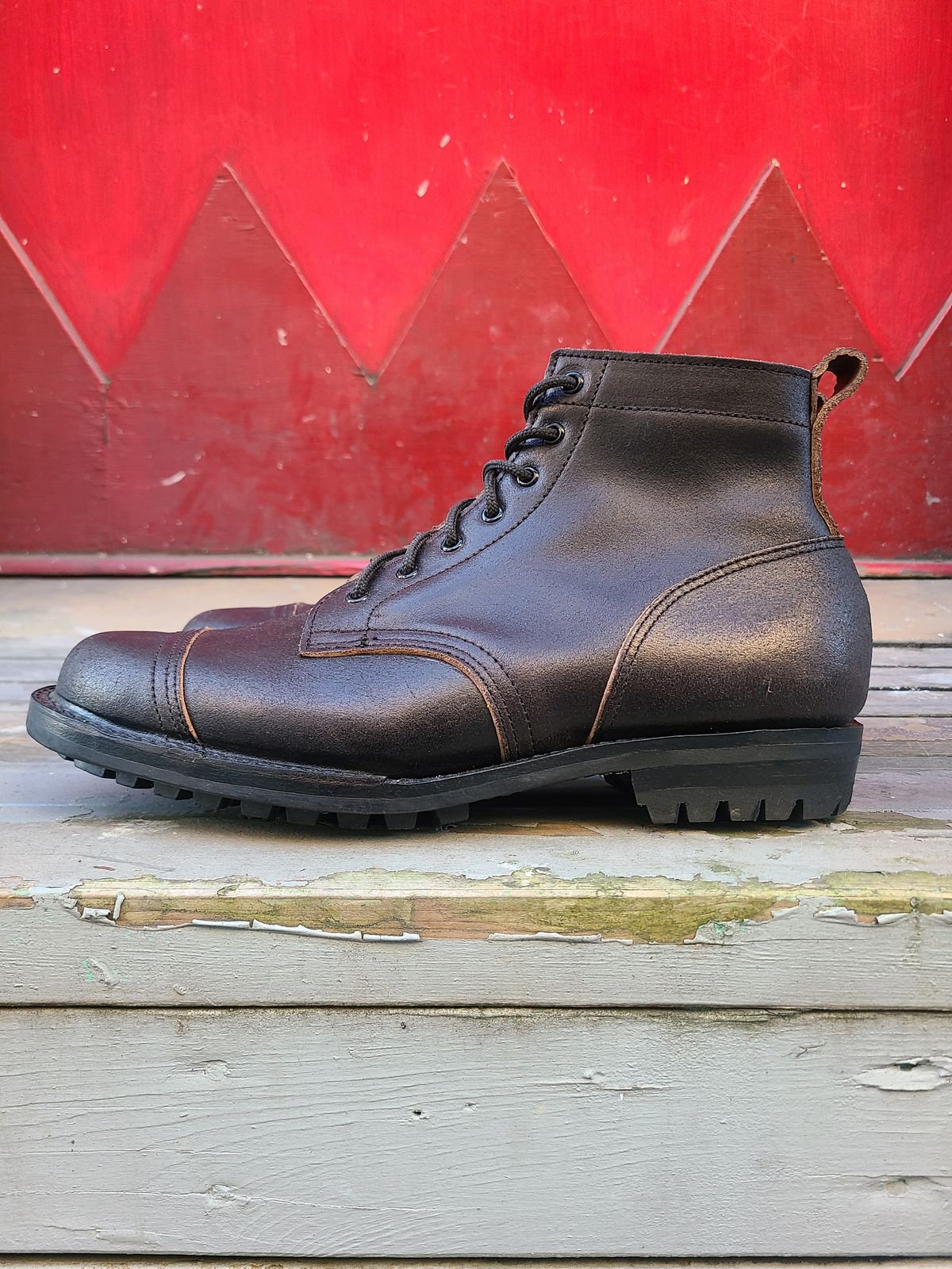 Photo by pnydm on October 5, 2022 of the Truman Service Boot in Horween Black Waxed Flesh.