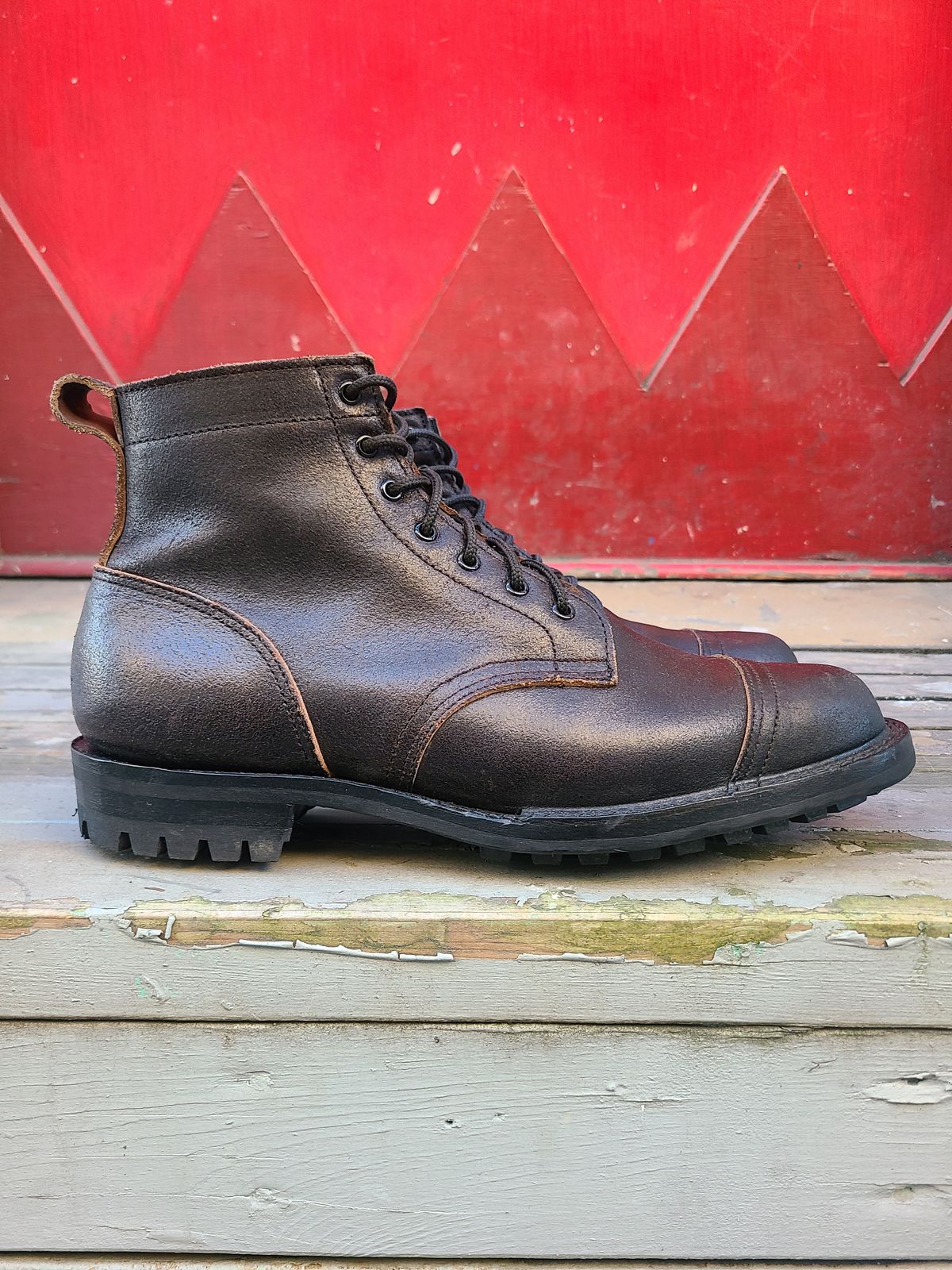 Photo by pnydm on October 5, 2022 of the Truman Service Boot in Horween Black Waxed Flesh.