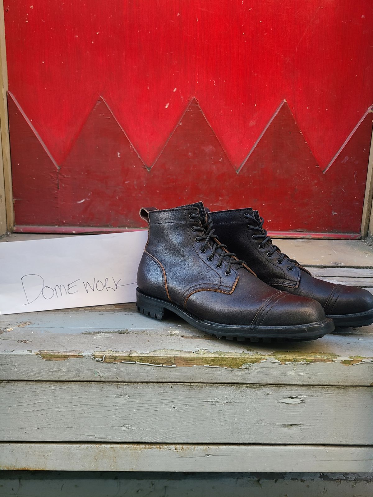 Photo by pnydm on October 5, 2022 of the Truman Service Boot in Horween Black Waxed Flesh.