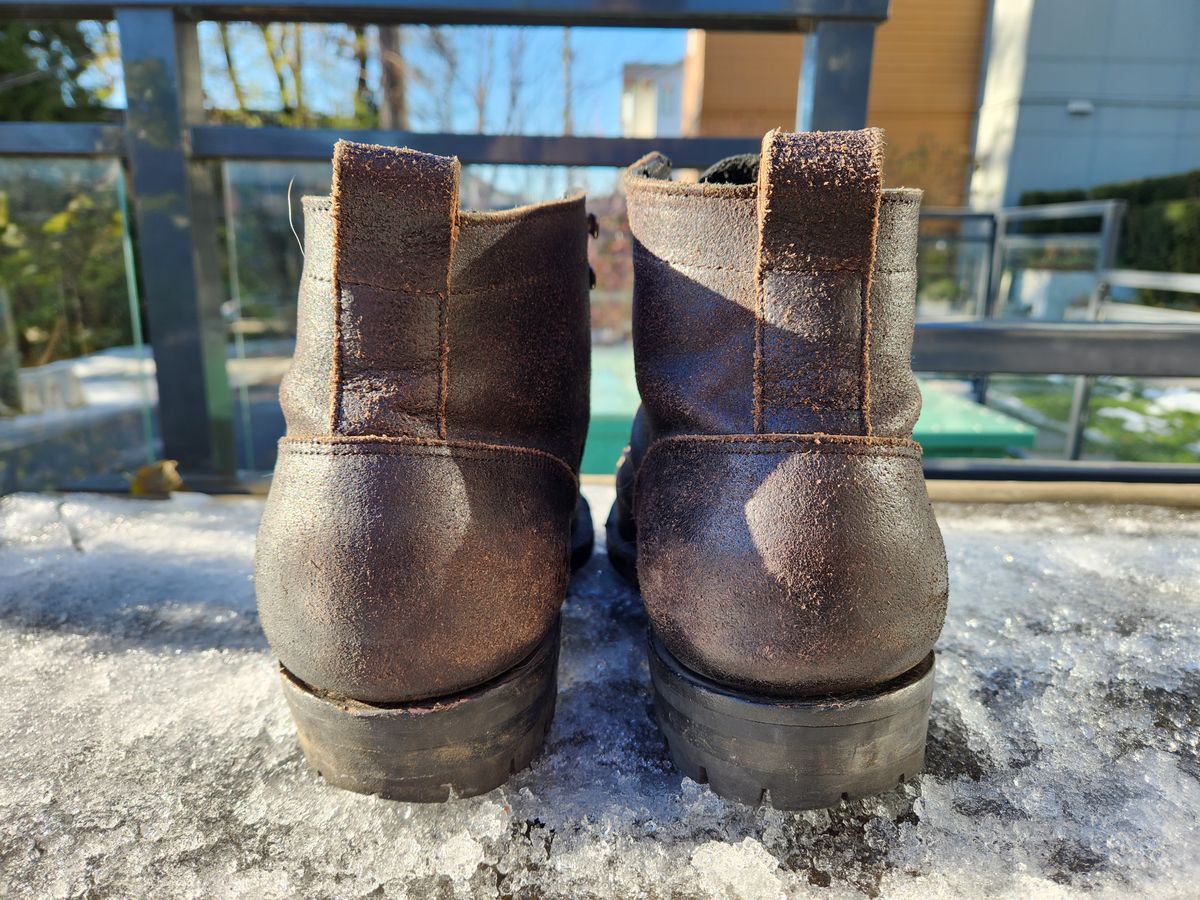 Photo by pnydm on December 5, 2022 of the Truman Service Boot in Horween Black Waxed Flesh.