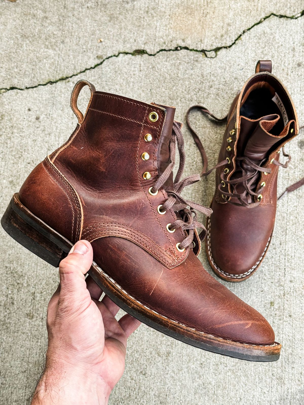 Photo by grainandtwill on November 23, 2023 of the Nicks Falcon in Italian Brown Cypress.