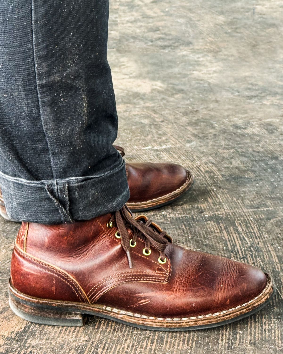 Photo by grainandtwill on February 13, 2024 of the Nicks Falcon in Italian Brown Cypress.