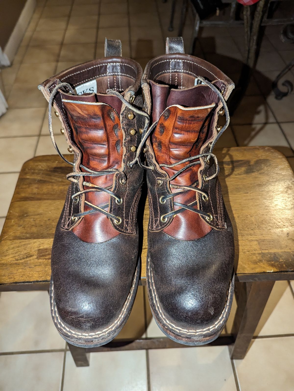 Photo by GreatAldini on March 6, 2024 of the Nicks Falcon in Horween Brown Waxed Flesh.