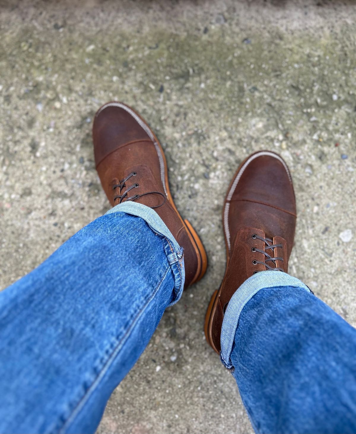 Photo by heritage_boots_obsessed on October 1, 2023 of the TAFT Stitchdown Legacy Boot in C.F. Stead Rust Waxy Commander Suede.