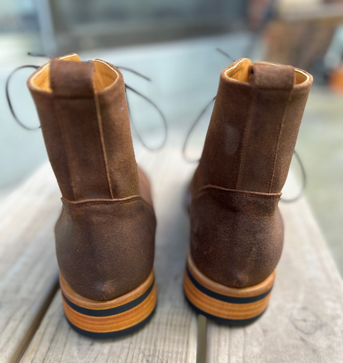 Photo by heritage_boots_obsessed on October 1, 2023 of the TAFT Stitchdown Legacy Boot in C.F. Stead Rust Waxy Commander Suede.