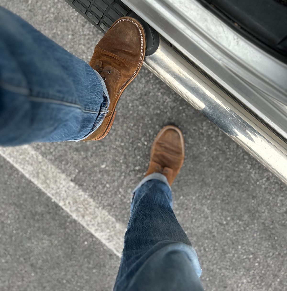 Photo by heritage_boots_obsessed on January 3, 2024 of the TAFT Stitchdown Legacy Boot in C.F. Stead Rust Waxy Commander Suede.