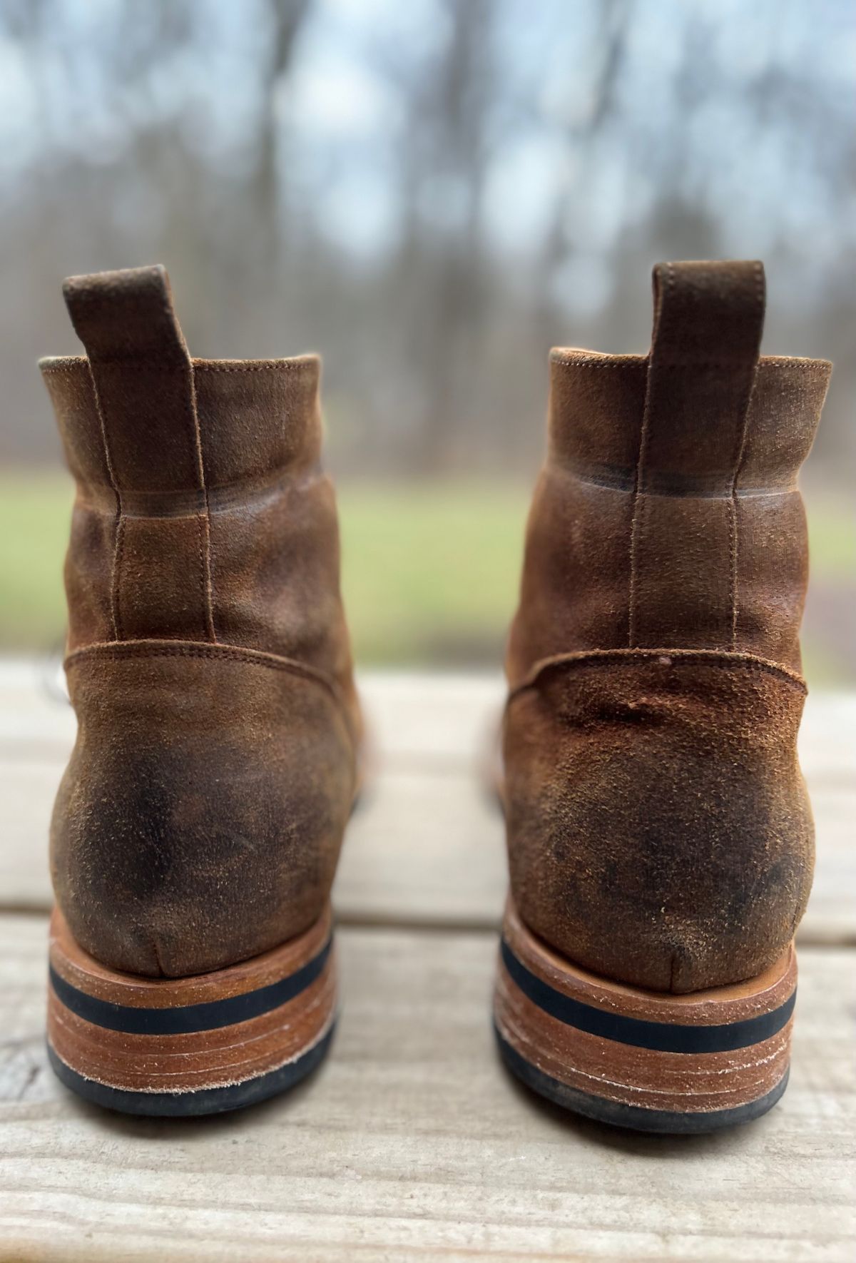 Photo by heritage_boots_obsessed on January 3, 2024 of the TAFT Stitchdown Legacy Boot in C.F. Stead Rust Waxy Commander Suede.