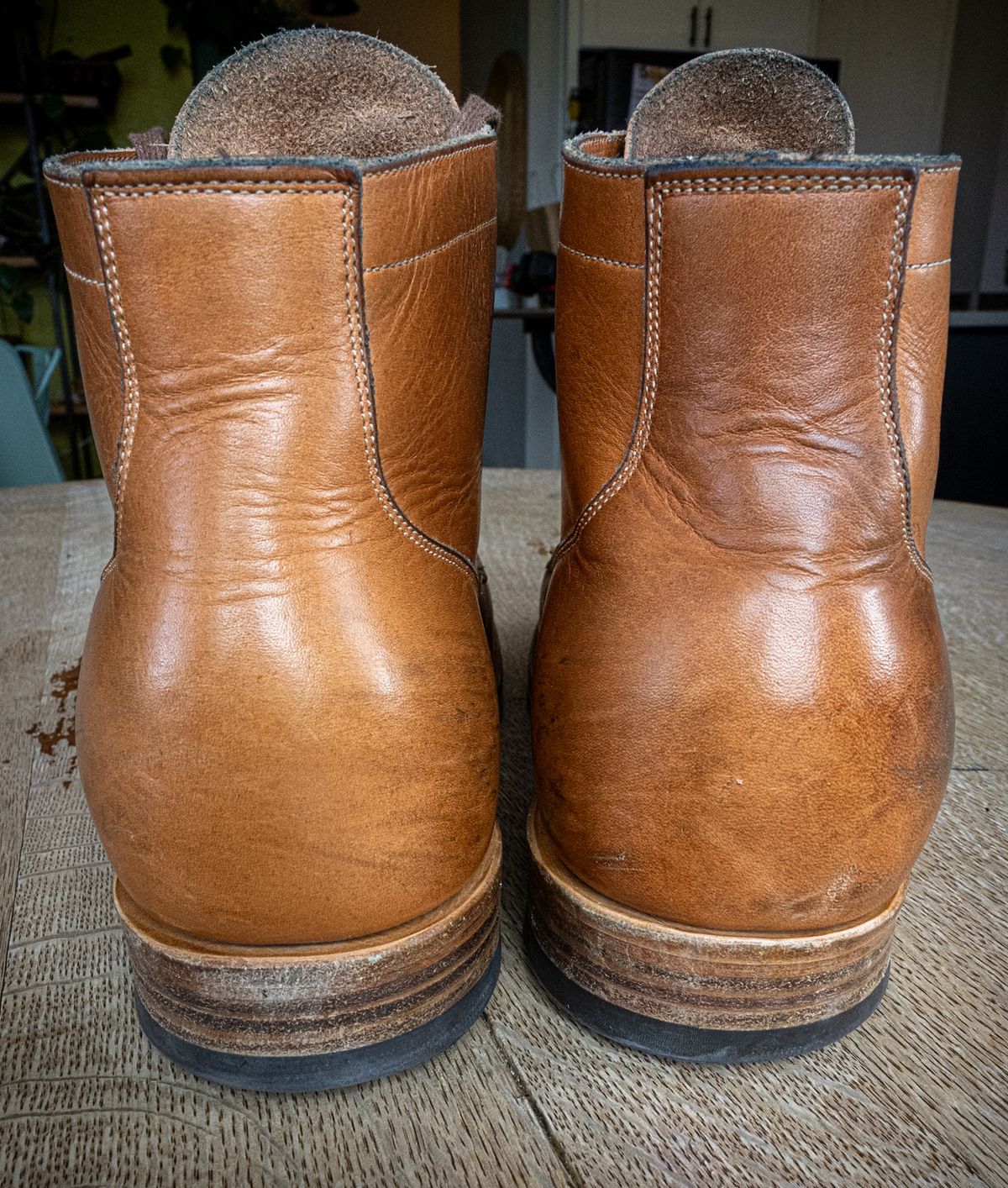 Photo by rustic.boots on November 3, 2024 of the Viberg Service Boot in Horween Raw Natural Wolly Chromexcel.