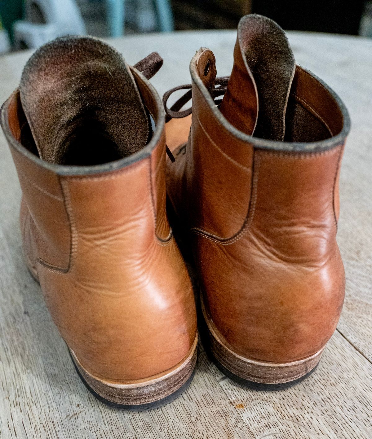 Photo by rustic.boots on December 5, 2024 of the Viberg Service Boot in Horween Raw Natural Wolly Chromexcel.