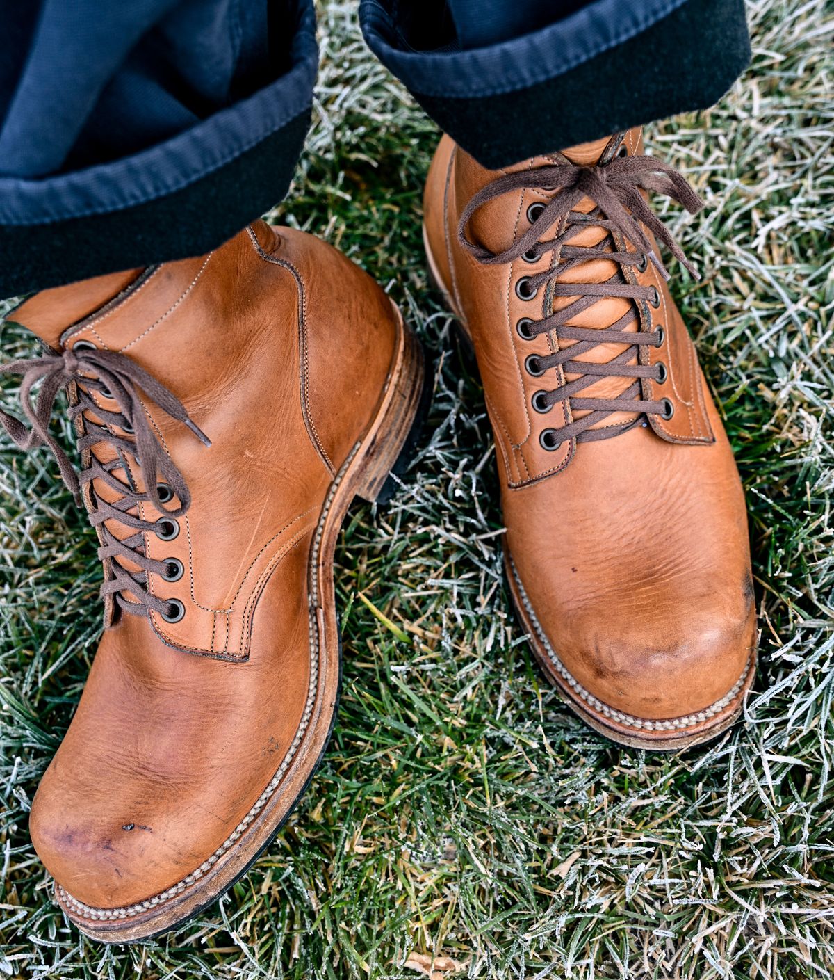 Photo by rustic.boots on December 4, 2024 of the Viberg Service Boot in Horween Raw Natural Wolly Chromexcel.