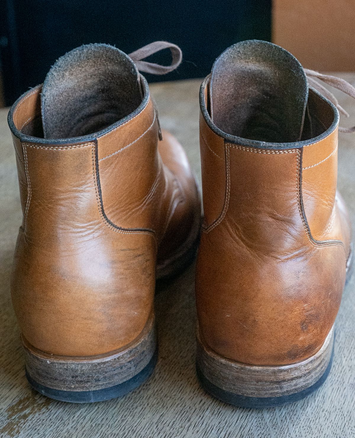 Photo by rustic.boots on February 1, 2025 of the Viberg Service Boot in Horween Raw Natural Wolly Chromexcel.