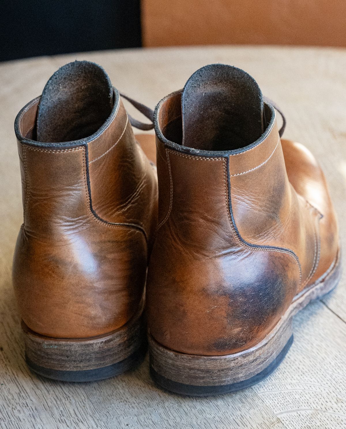 Photo by rustic.boots on March 1, 2025 of the Viberg Service Boot in Horween Raw Natural Wolly Chromexcel.