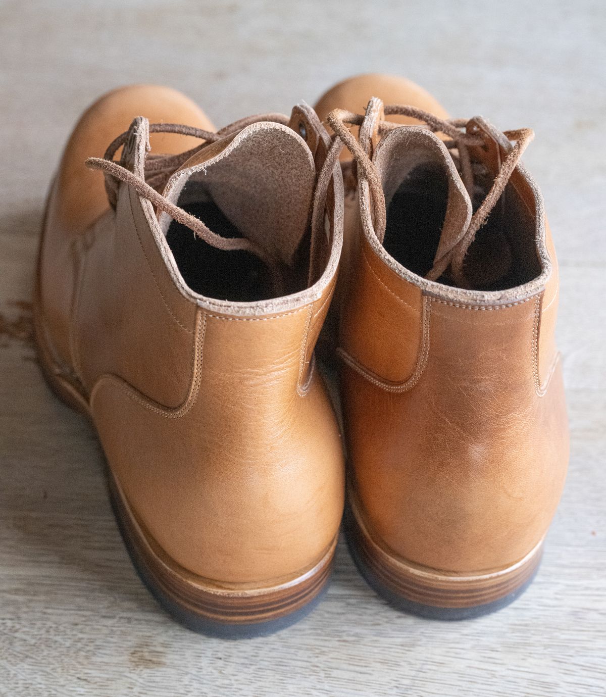 Photo by rustic.boots on October 2, 2024 of the Viberg Service Boot in Horween Raw Natural Wolly Chromexcel.