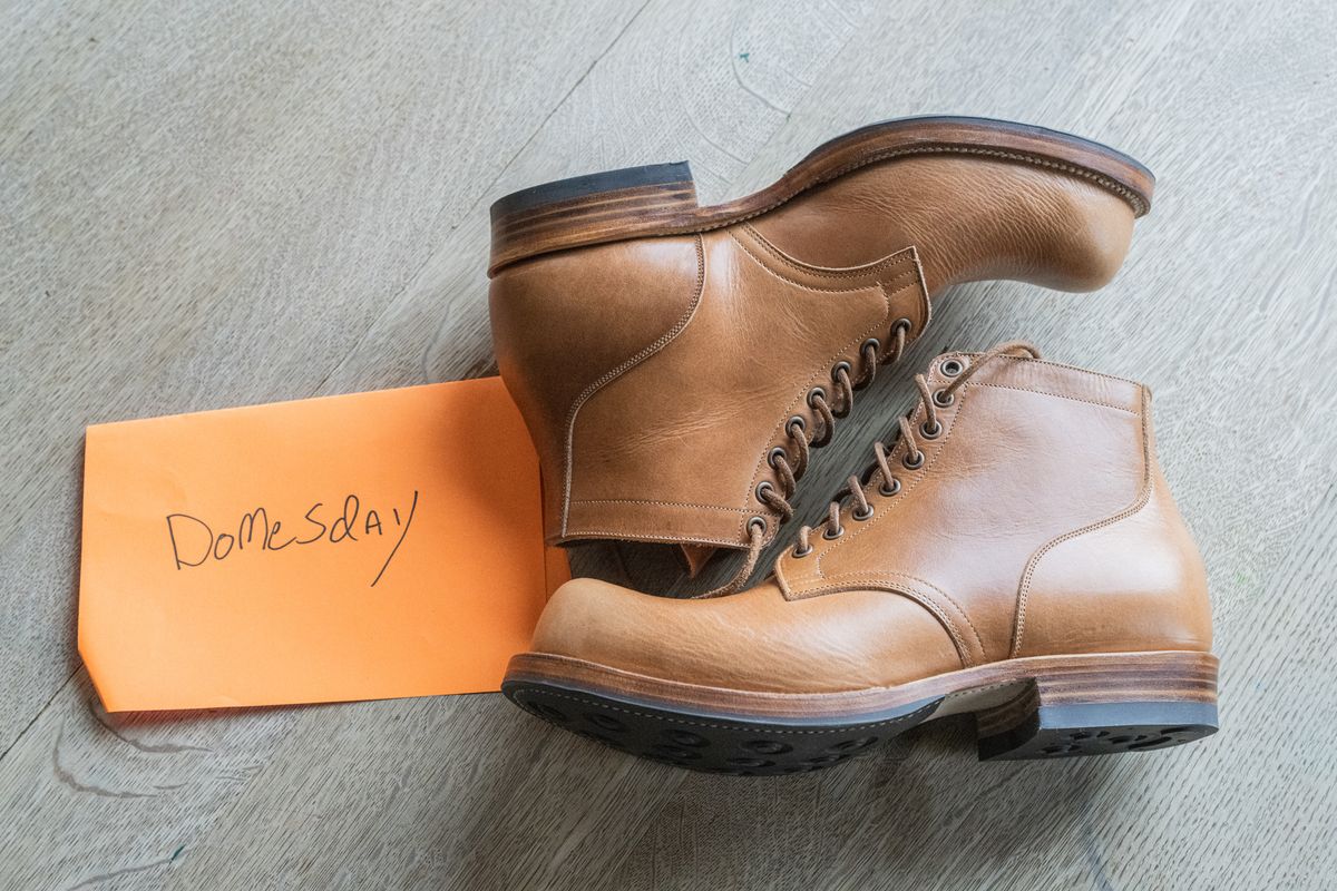 Photo by rustic.boots on October 2, 2024 of the Viberg Service Boot in Horween Raw Natural Wolly Chromexcel.