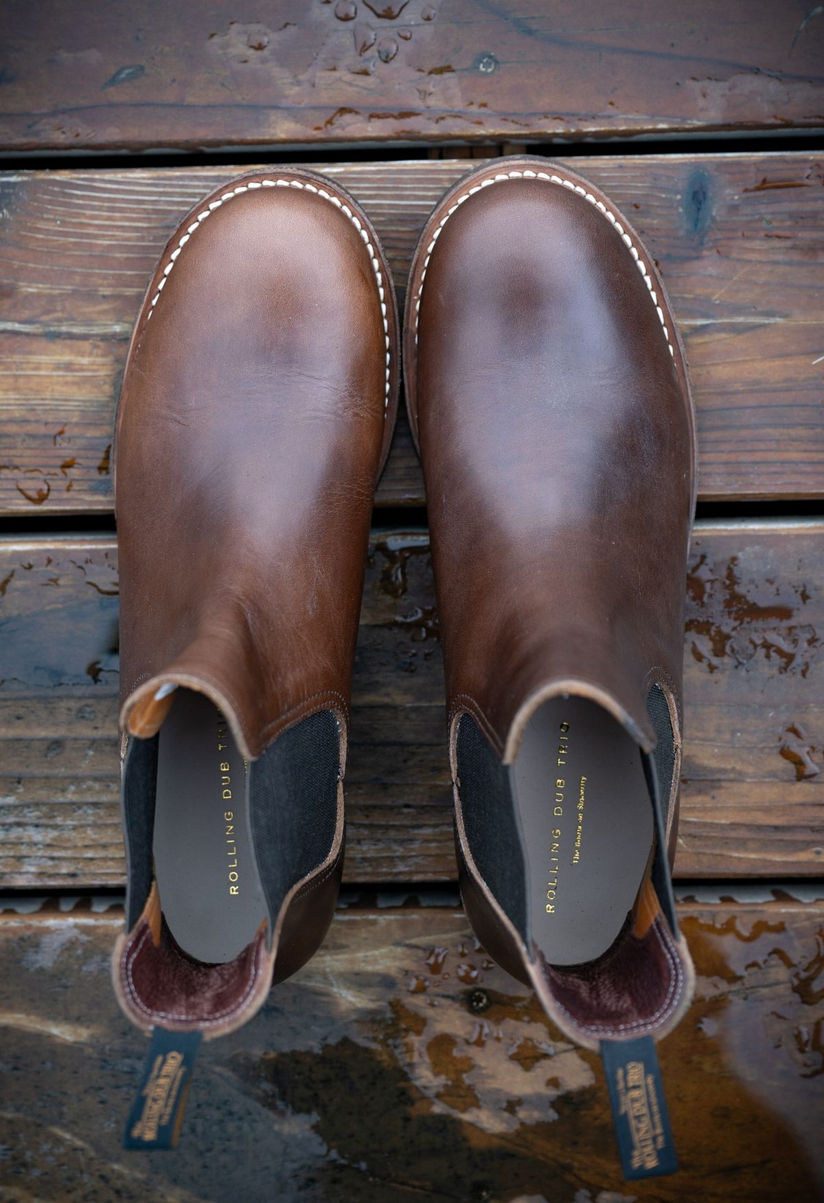 Photo by rustic.boots on October 2, 2023 of the Rolling Dub Trio Stan in Horween Brown Chromexcel.