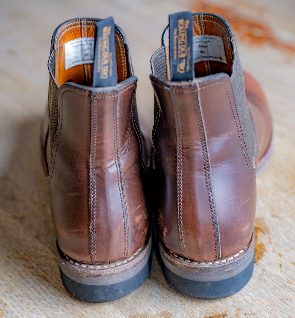 Photo by rustic.boots on November 4, 2023 of the Rolling Dub Trio Stan in Horween Brown Chromexcel.