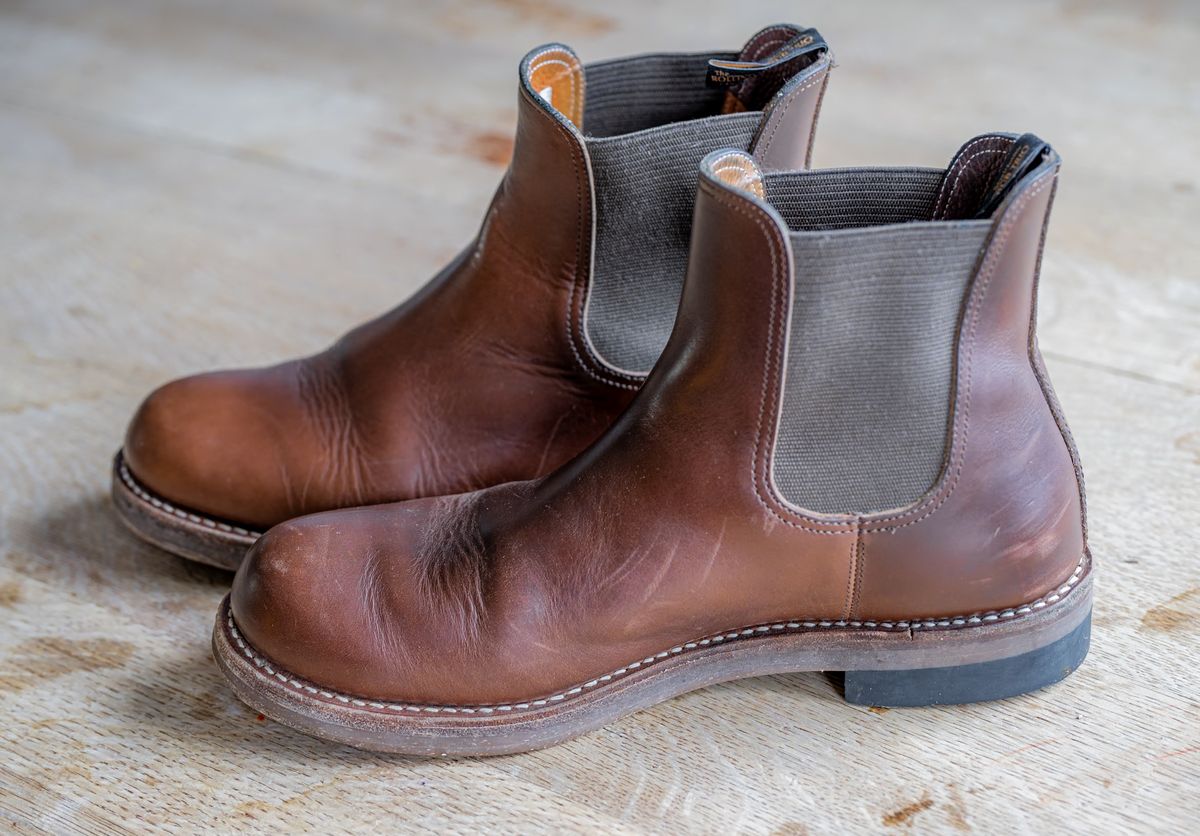 Photo by rustic.boots on November 4, 2023 of the Rolling Dub Trio Stan in Horween Brown Chromexcel.