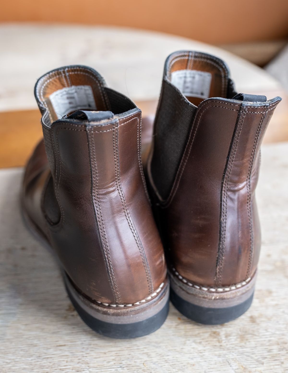 Photo by rustic.boots on December 2, 2023 of the Rolling Dub Trio Stan in Horween Brown Chromexcel.