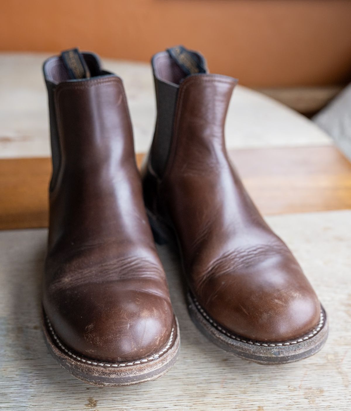 Photo by rustic.boots on December 2, 2023 of the Rolling Dub Trio Stan in Horween Brown Chromexcel.