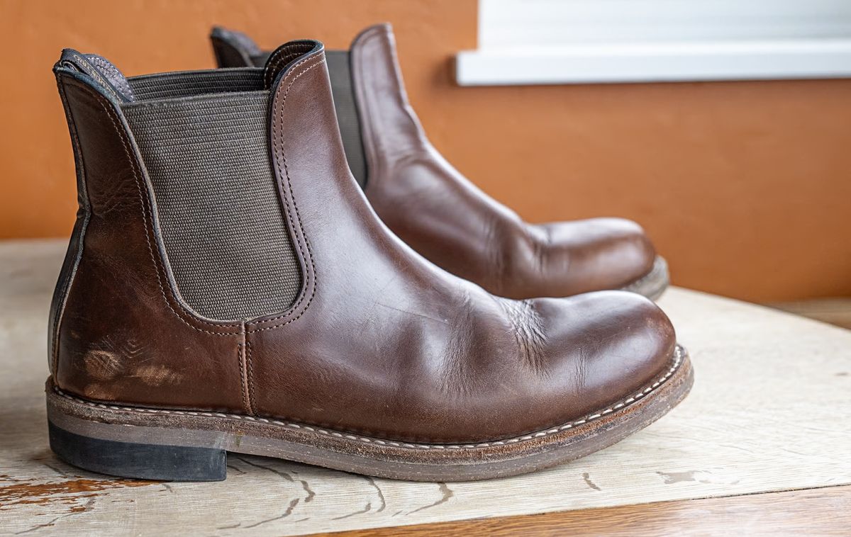 Photo by rustic.boots on December 2, 2023 of the Rolling Dub Trio Stan in Horween Brown Chromexcel.