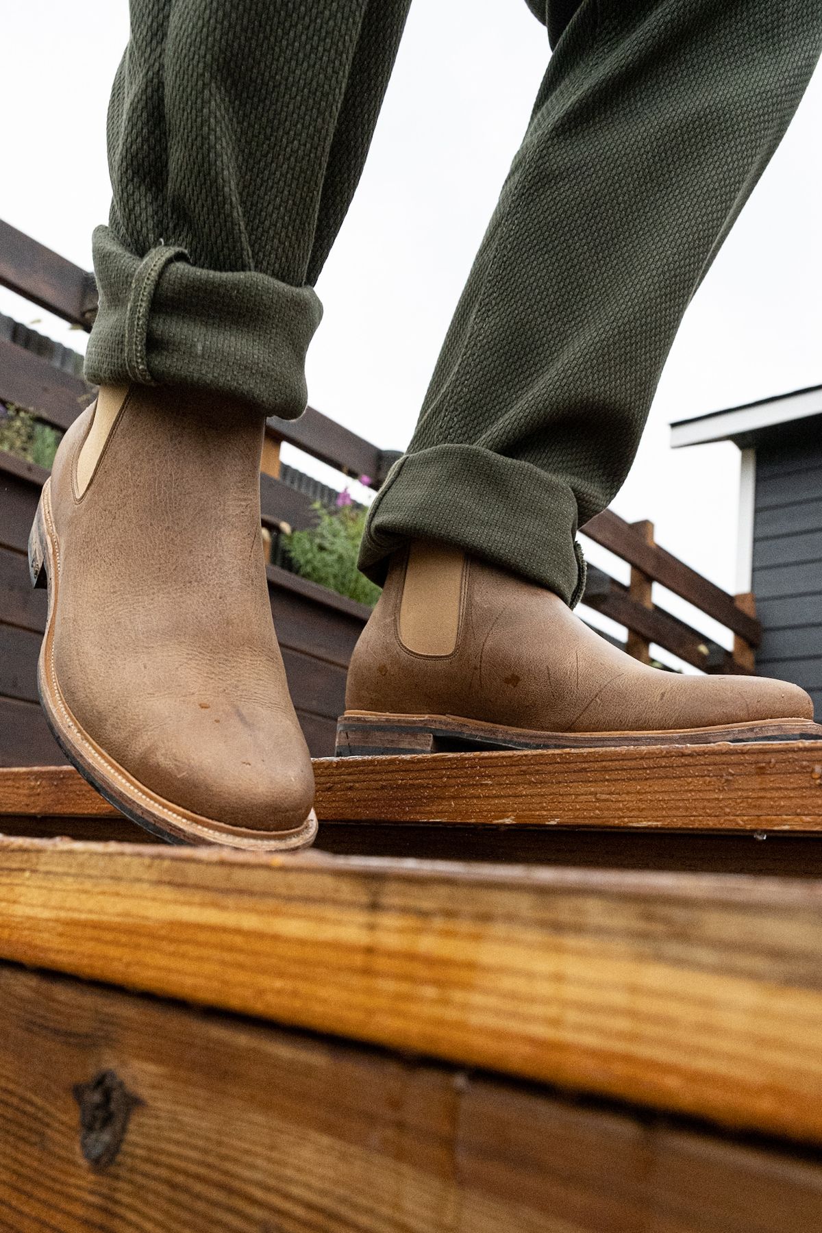 Photo by rustic.boots on October 2, 2022 of the Viberg Chelsea in C.F. Stead Camel Hair Waxed Kudu.
